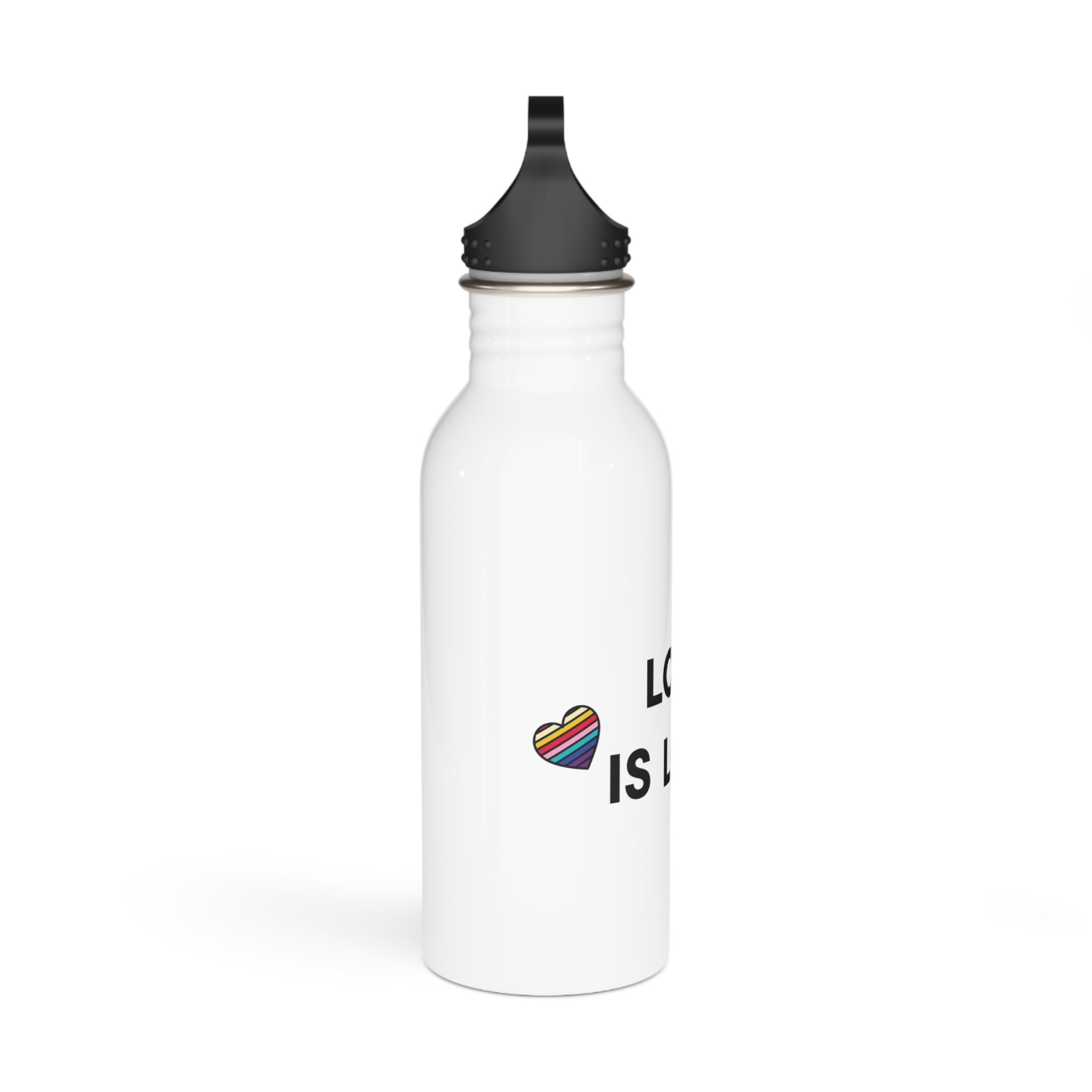 Love Is Love With Rainbow Hearts Stainless Steel Water Bottle - Image 2