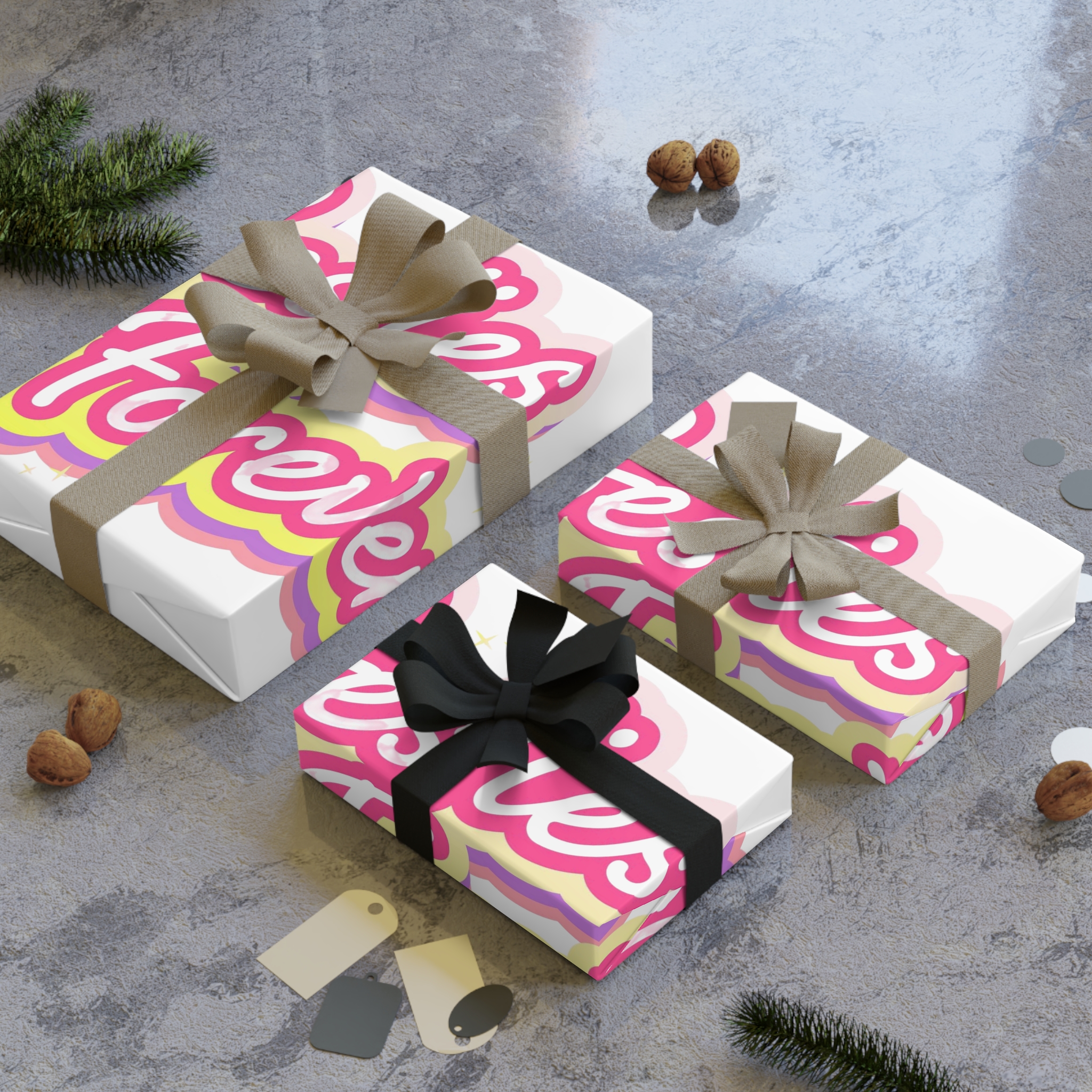 Pink Besties Forever Lettering Logo Gift Wrapping Paper Rolls 1pc - Image 4