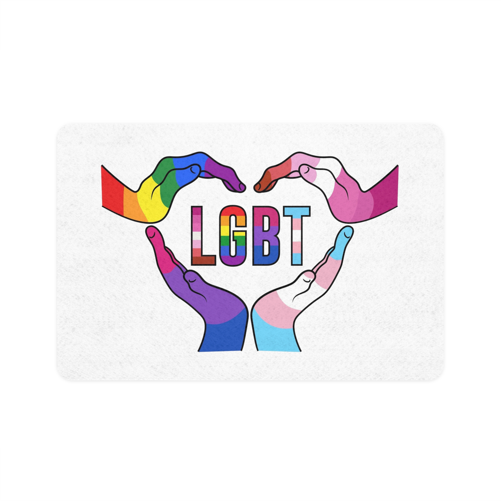 Lgbt Hands United Pride Month Rainbow Flag Vector Illustration Isolated White Background Pet Food Mat 12x18
