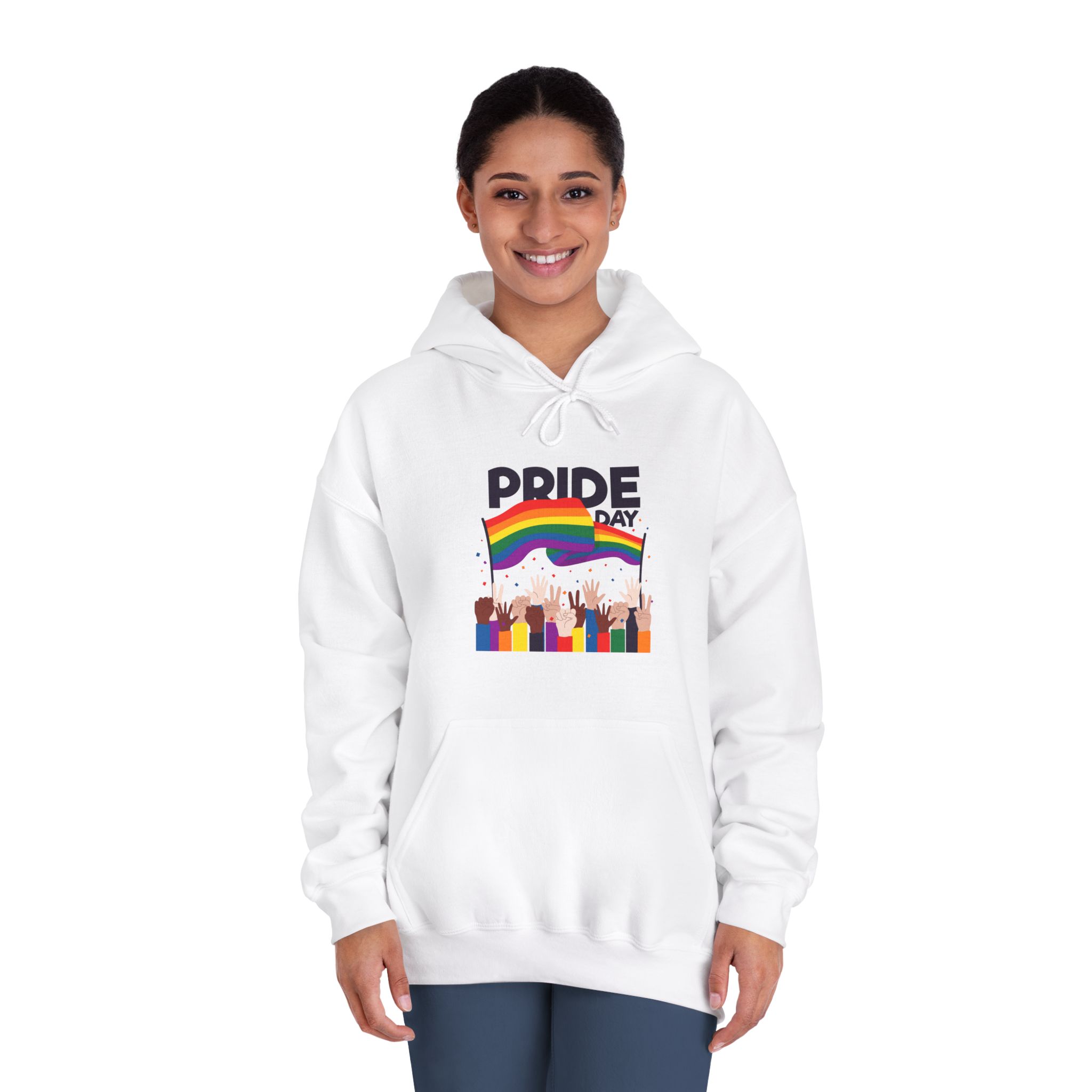 Pride Day Event With Rainbow Flag Theme Unisex Dryblend Hooded Sweatshirt - Image 4