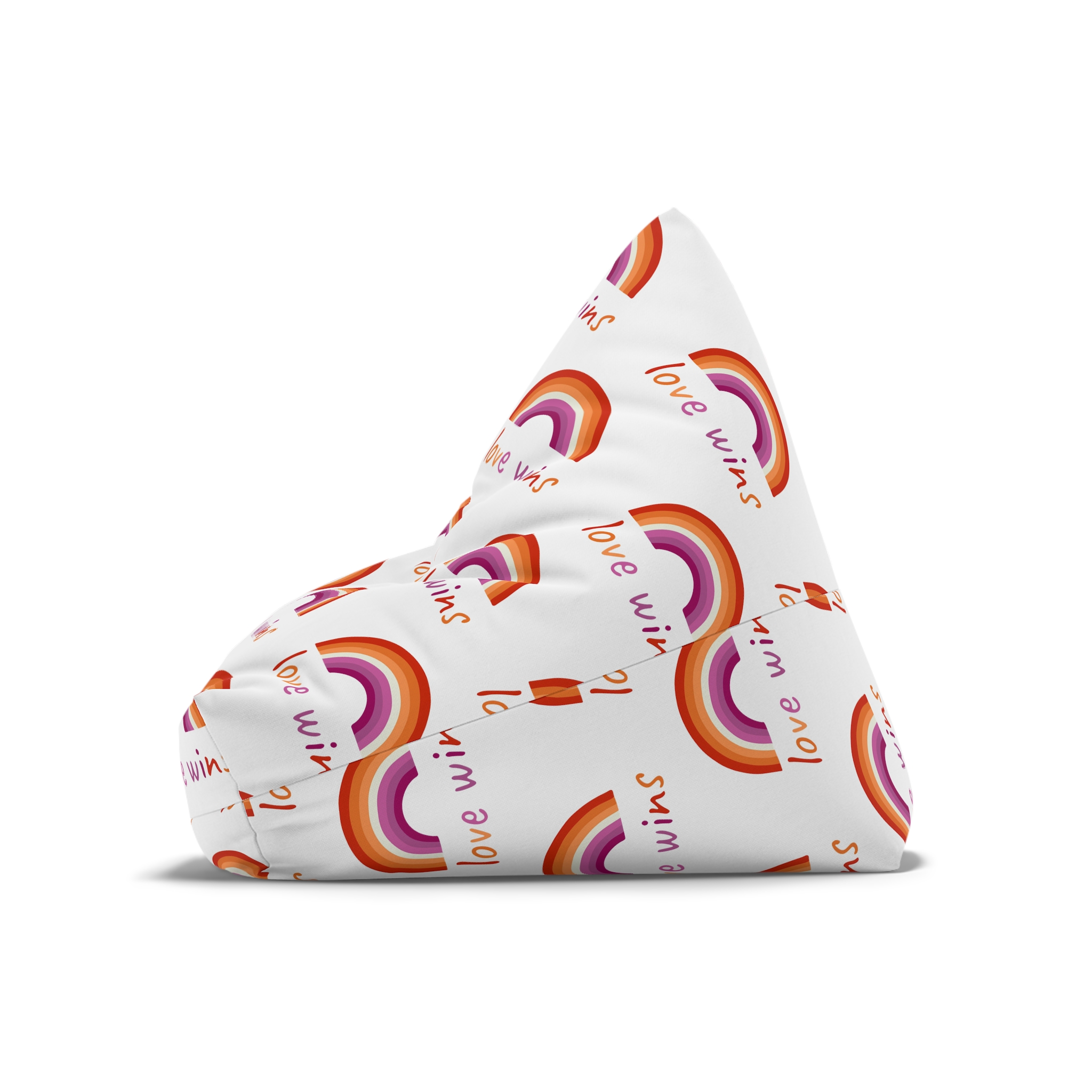 Colorful Rainbow Shape Lesbian Pride Flag Happy Pride Day Lgbtqia Community Pride Month Vector Hand Drawn Doodle Posters Stickers Logo Cards (1) Bean Bag Chair Cover - Image 8