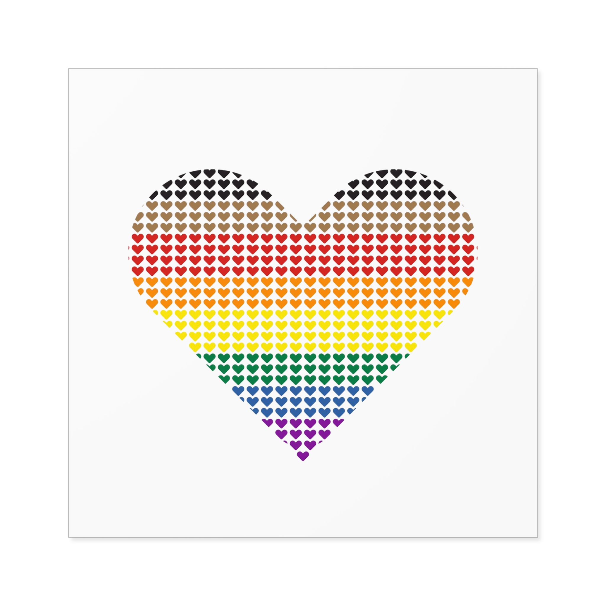 Pride Flag Heart Shape Icon With Heart Pattern Inside Heart Symbol With Black Brown Stripes Laminate Stickers Square - Image 33