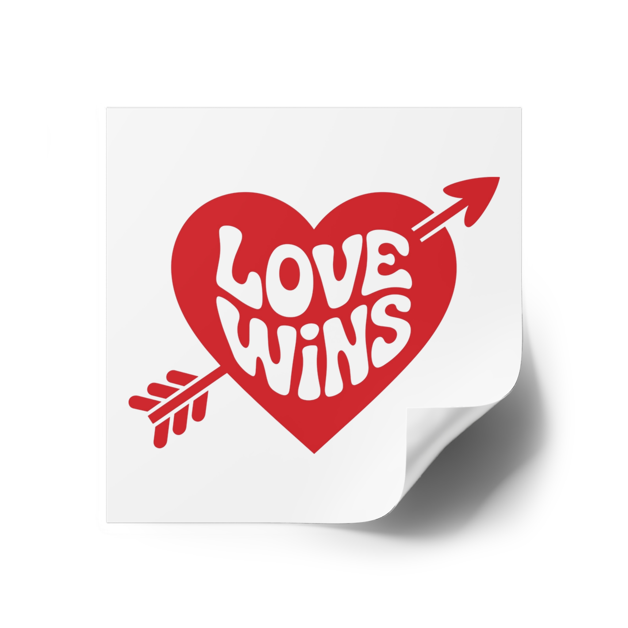 Love Wins Inscription Red Heart Pierced With Cupid39s Arrow Transparent Background Laminate Stickers Square - Image 18