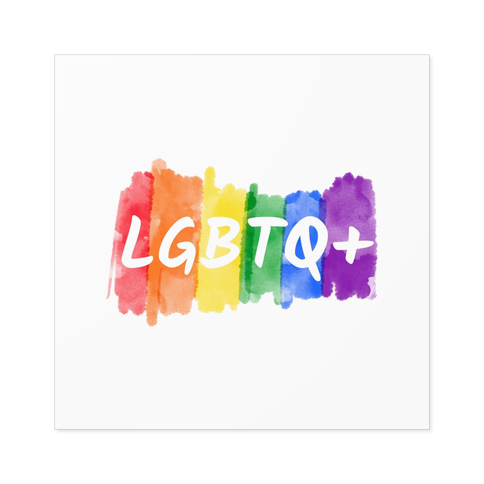 Lgbtq Logo Lettering Text Vector Rainbow Watercolor Paint Textured Colorful Stripes Laminate Stickers Square - Image 17