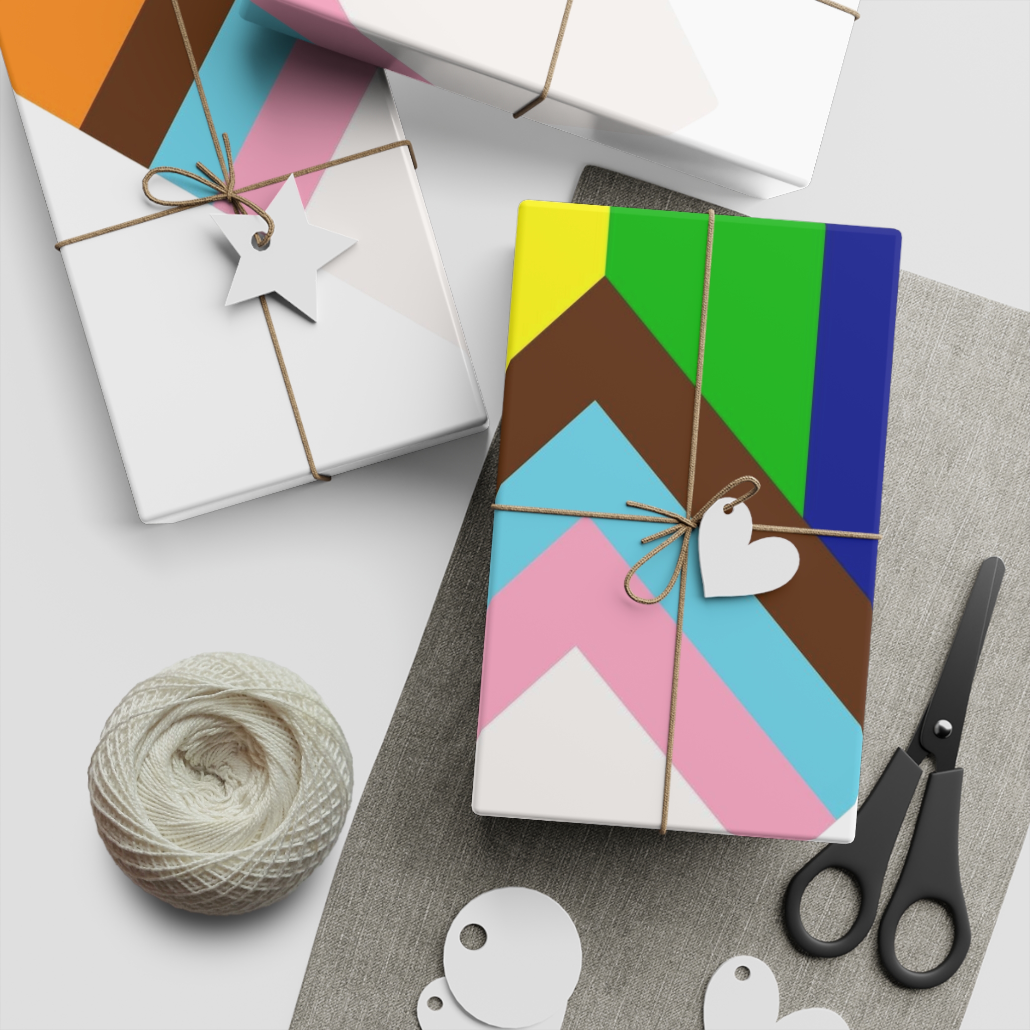 Updated Pride Flag Heart Shape Gift Wrapping Paper Sheets 1pc - Image 5