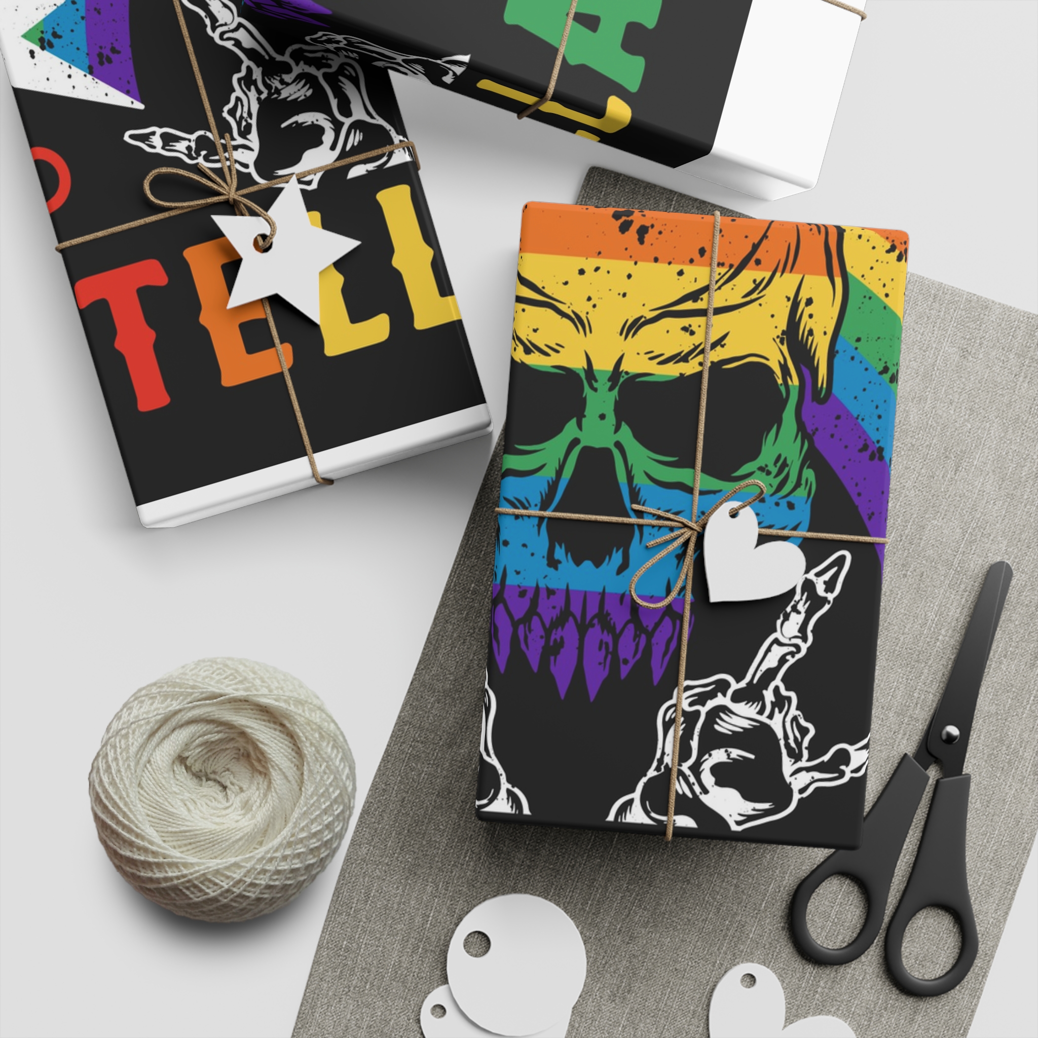 Stela Gay Skull Rainbow Gay Pride Vector T Shirt Gift Wrapping Paper Sheets 1pc - Image 5