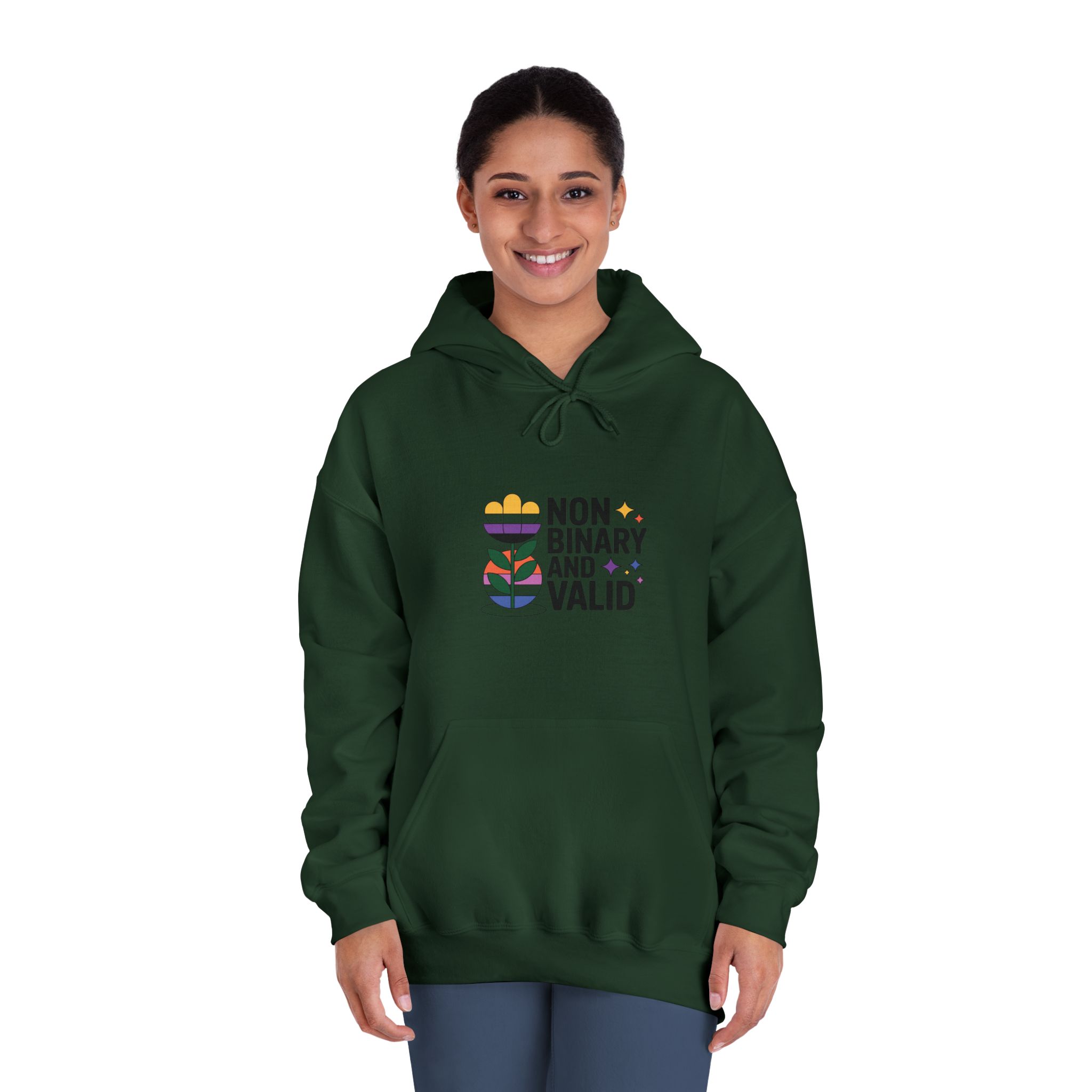 Non Binary Valid T Shirt Design Isolated White Background Unisex Dryblend Hooded Sweatshirt - Image 24