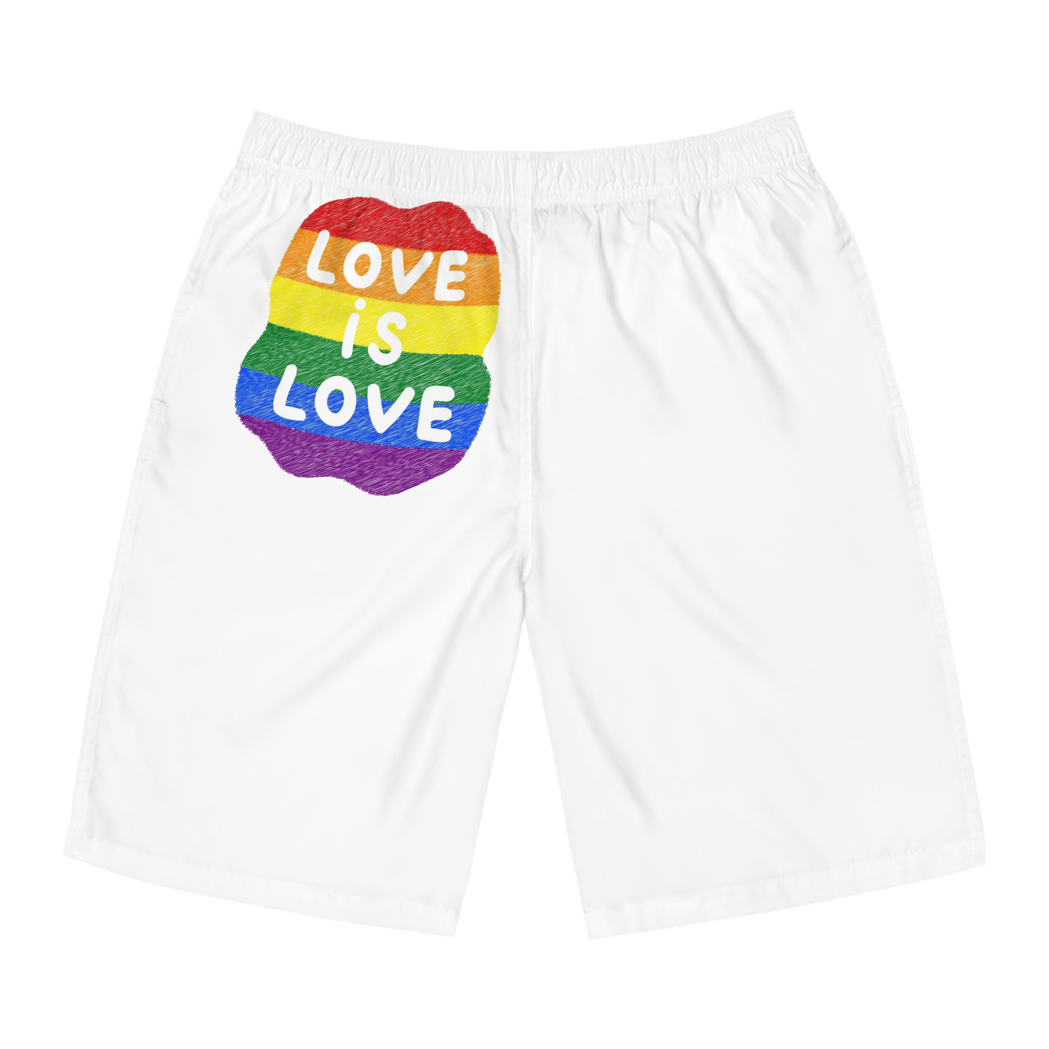 Love Is Love Lgbtq Pride Rainbow Poster Slogan Mens Board Shorts Aop