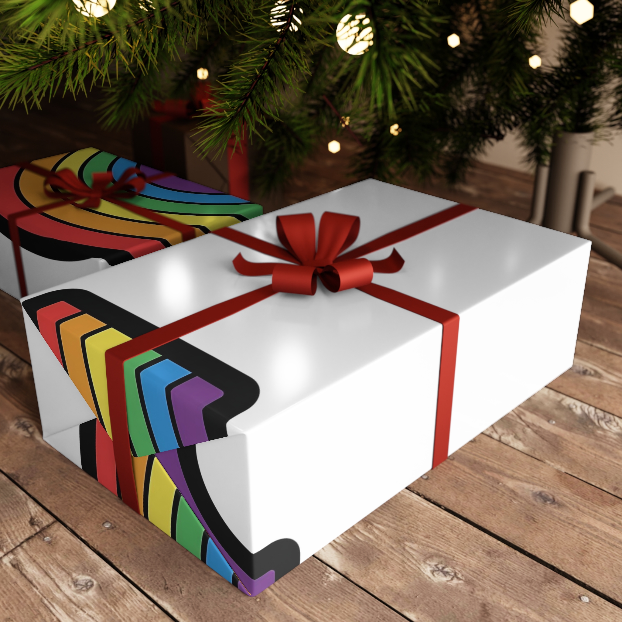 Colorful Rainbow Illustration White Background Gift Wrapping Paper Sheets 1pc - Image 3