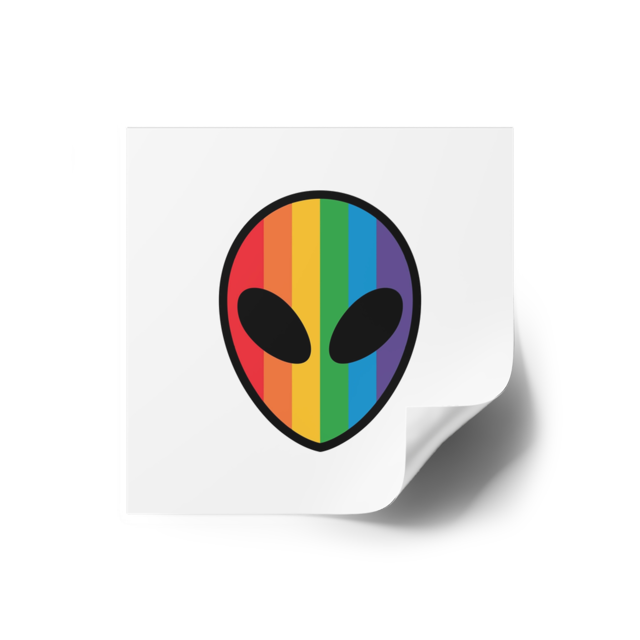 Rainbow Alien Head Lgbt Pride Illustration Laminate Stickers Square - Image 2