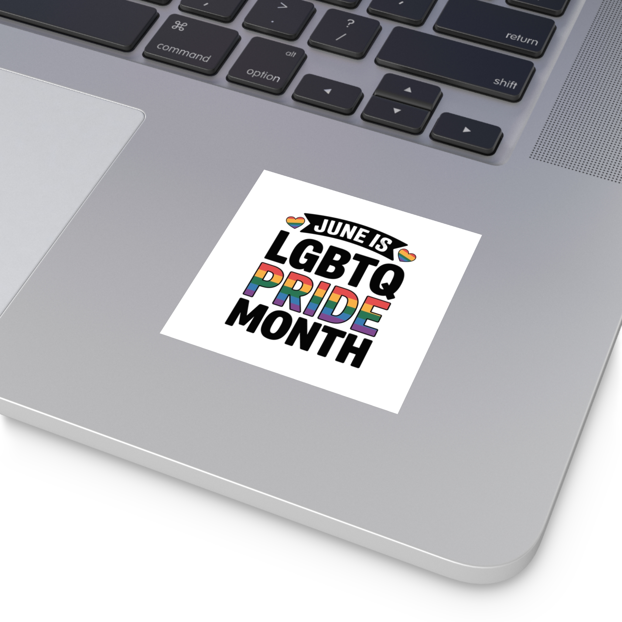 June Is Lgbtq Pride Month Colorful Text Laminate Stickers Square - Image 15