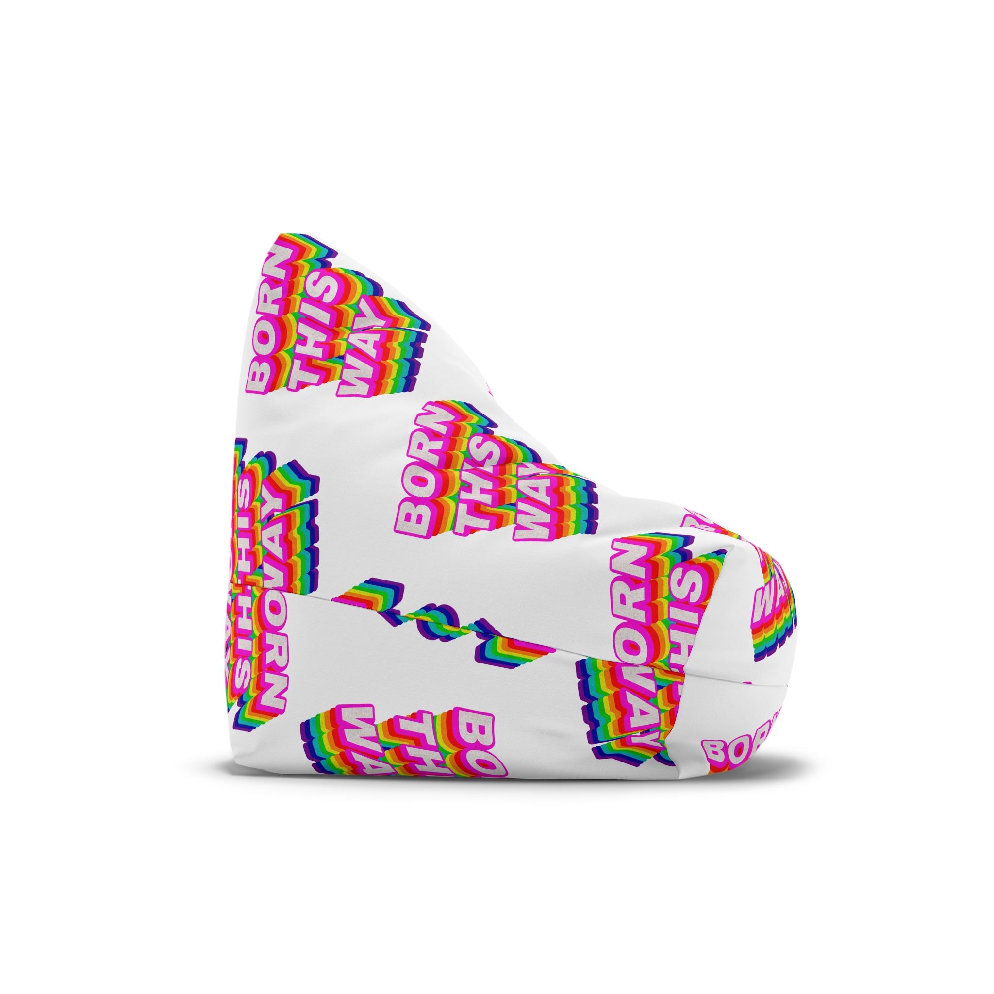 Rainbow Word Born This Way Typography Design Element Bean Bag Chair Cover - Image 3