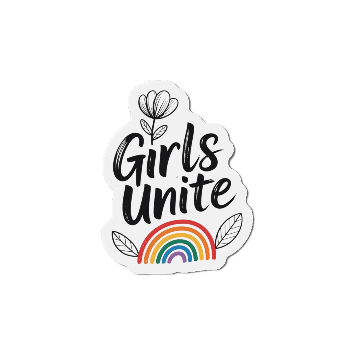 Empowering Girls Unite Slogan With Rainbow Floral Accents Die Cut Magnets - Image 7