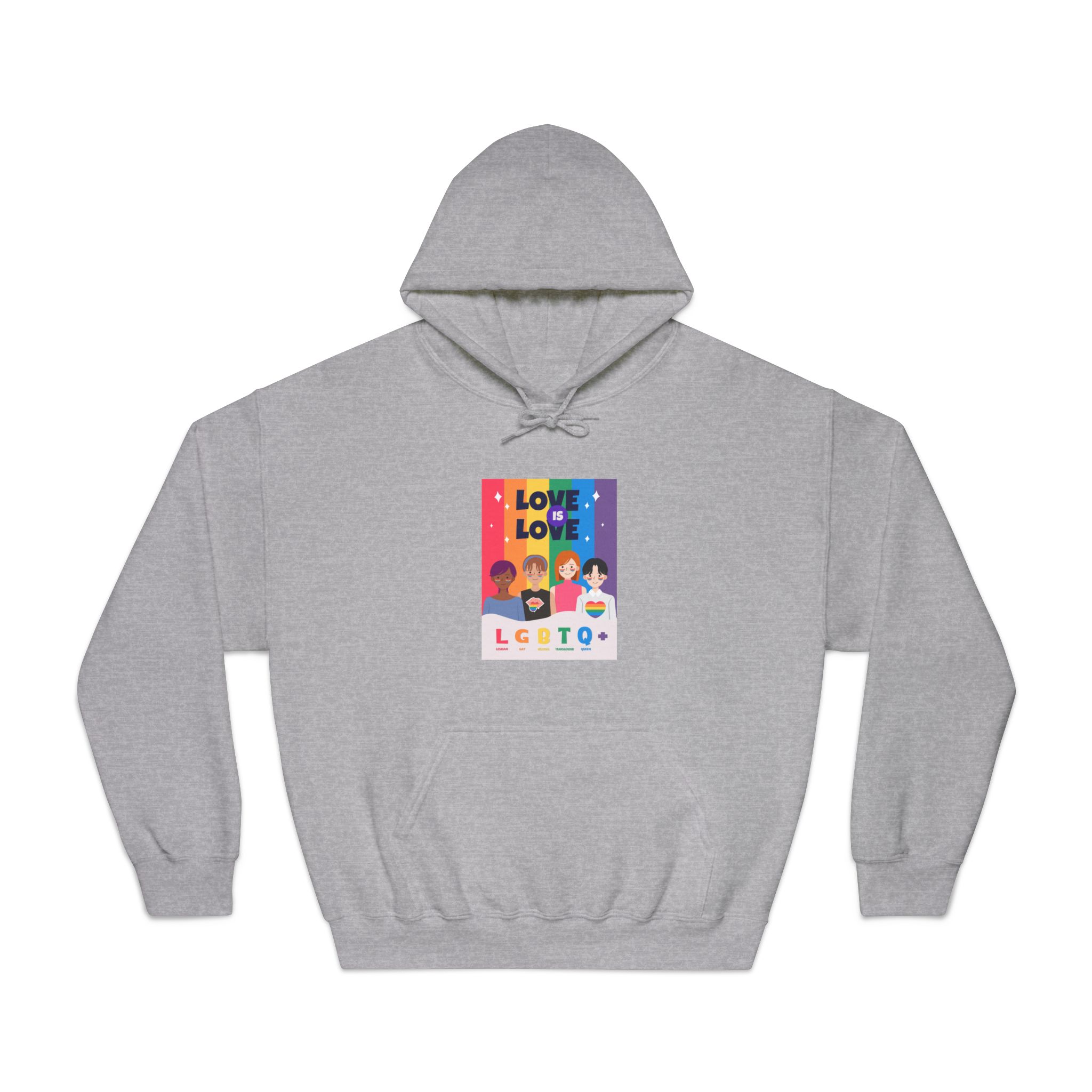 Lgbtq Pride Month Poster Vector With Diverse Characters Rainbow Celebrate Love Inclusivity Unisex Dryblend Hooded Sweatshirt - Image 13