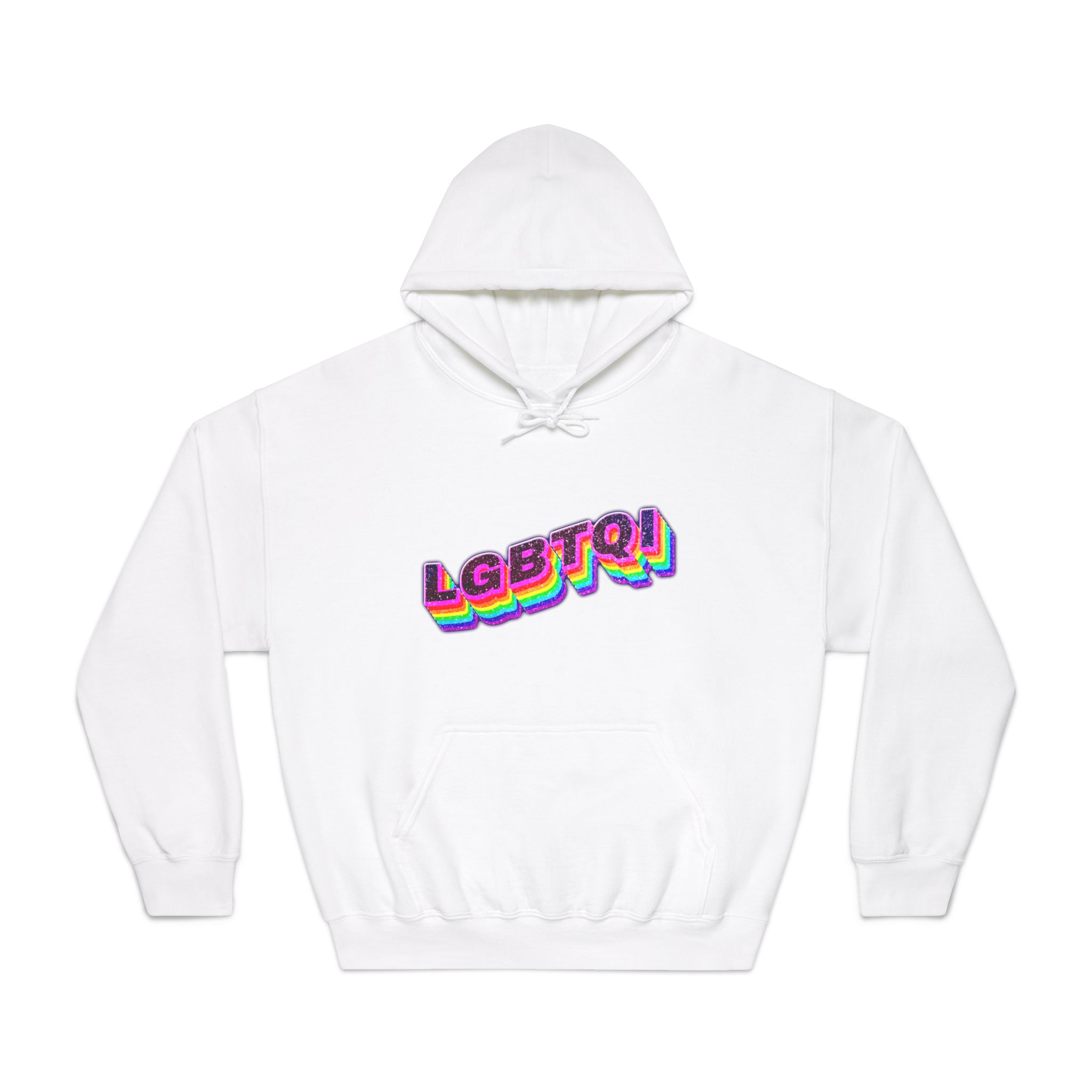 Lgbtqi 3d Word Glitch Png Unisex Dryblend Hooded Sweatshirt