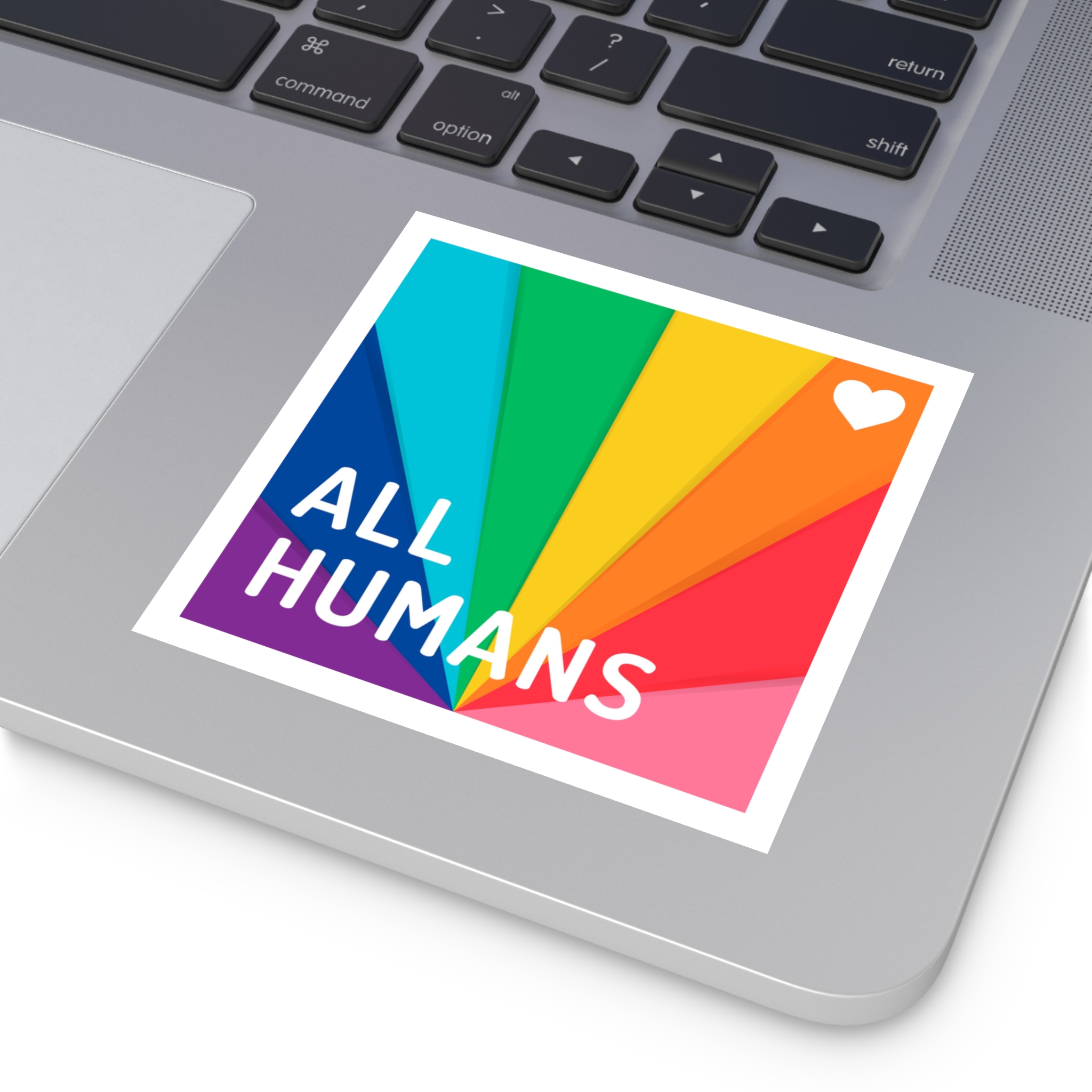 Rainbow Colored Background With All Humans Concept Pride Month Laminate Stickers Square - Image 19