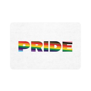 Large Bold Pride Letters Infused With Progress Rainbow Flag Colors Represent Lgbtqia Pet Food Mat 12x18