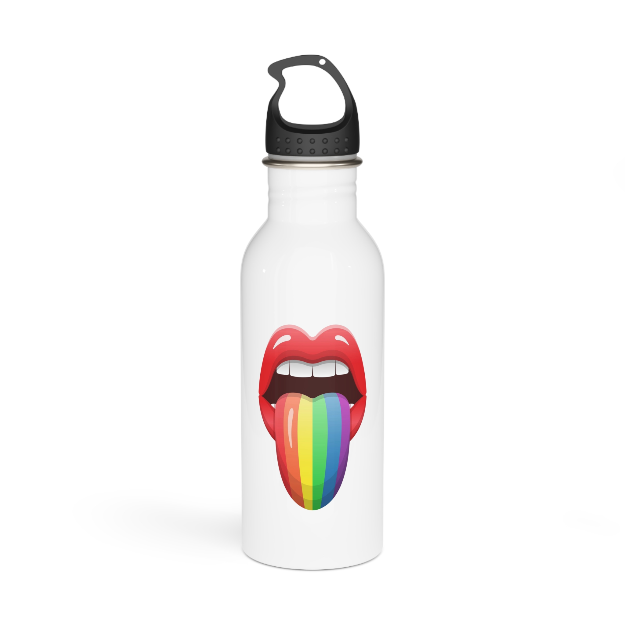 Lgbt Lips With Rainbow Color Tongue Stainless Steel Water Bottle