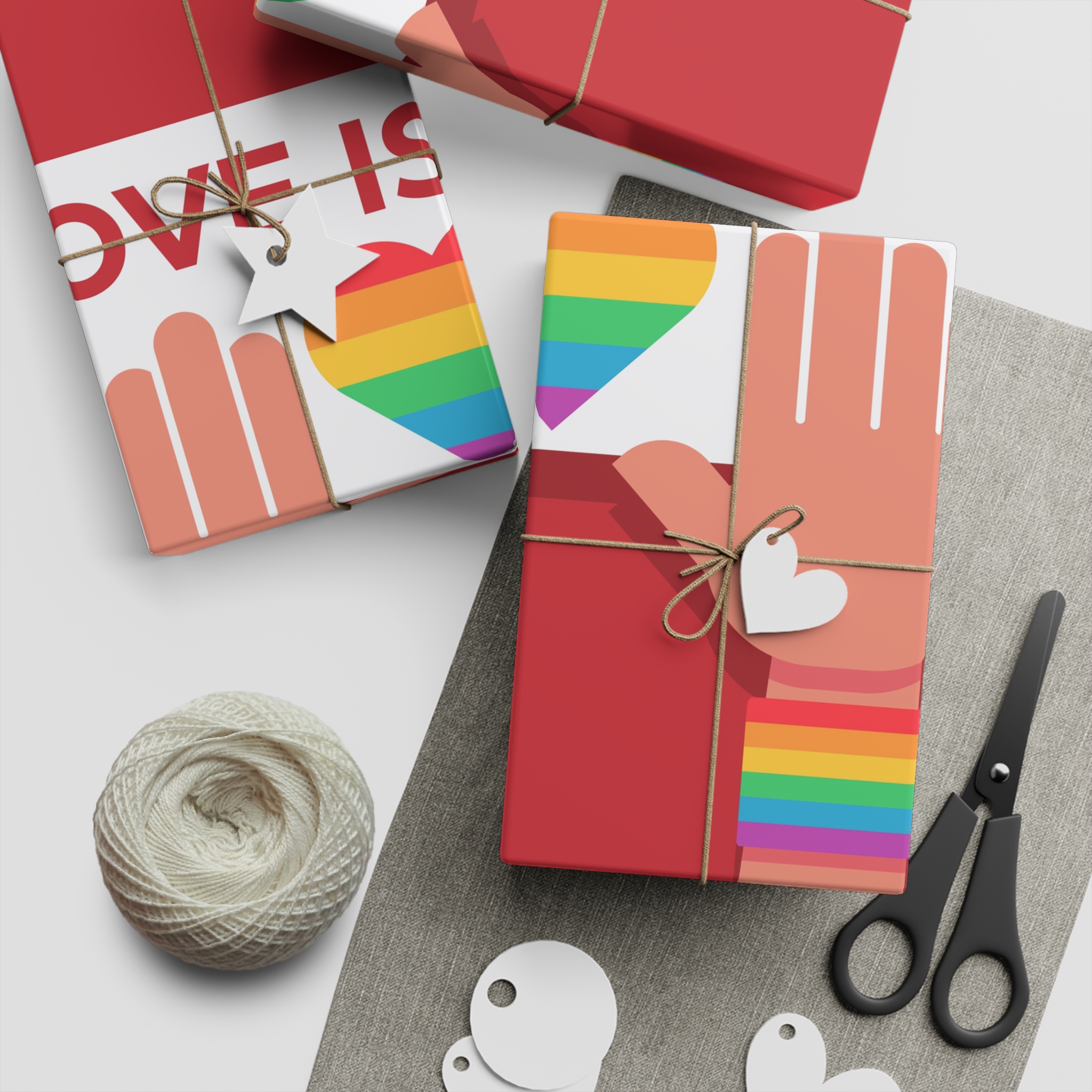 Hands Holding Lgbt Posters People Crowd With Rainbow Flag Gender Signs Hearts Lgbtq Community Pride Gift Wrapping Paper Sheets 1pc - Image 2