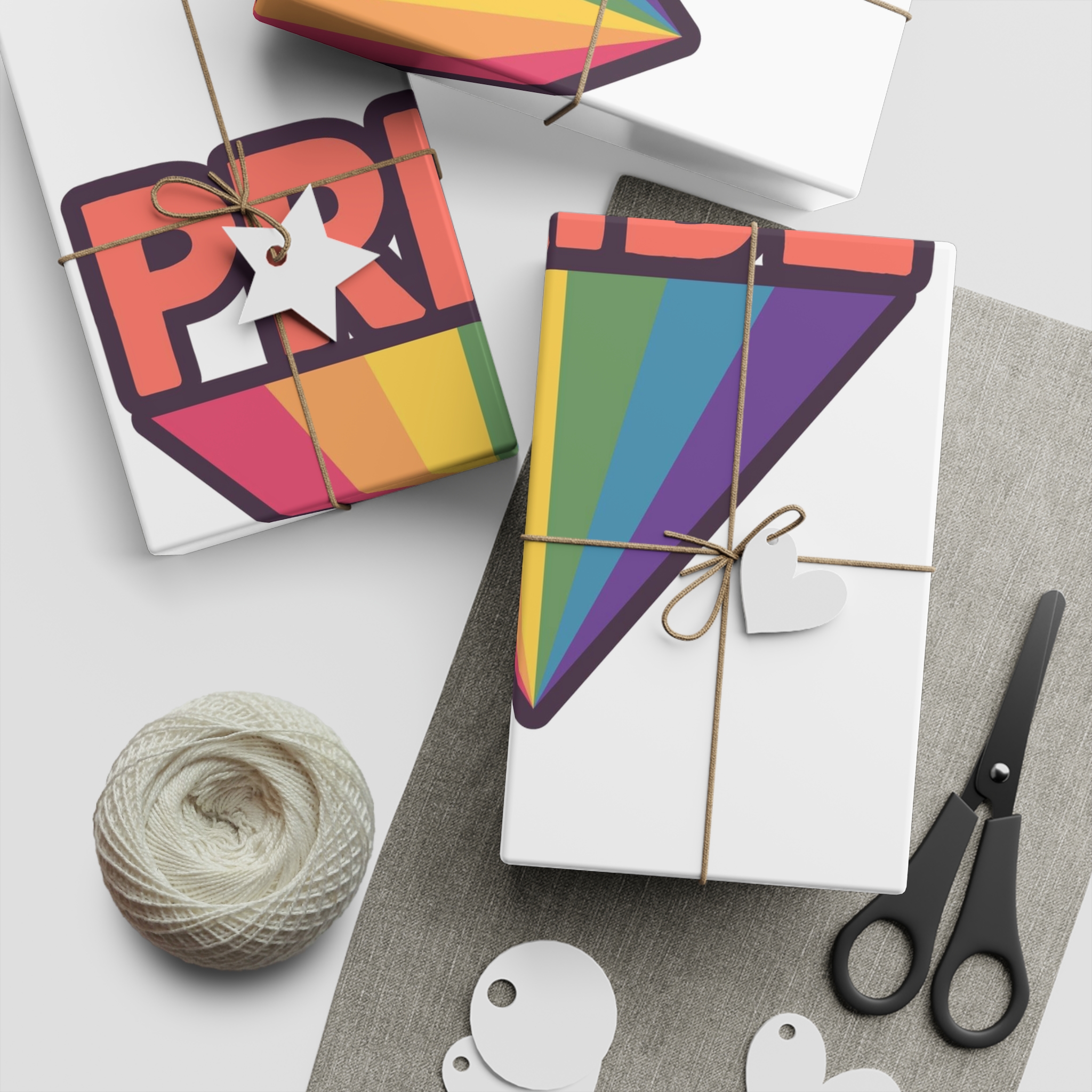 Pride Text With Rainbow Flag Badge Lgbt Symbol Gay Lesbian Bisexual Trans Queer Love Symbol Gift Wrapping Paper Sheets 1pc - Image 2