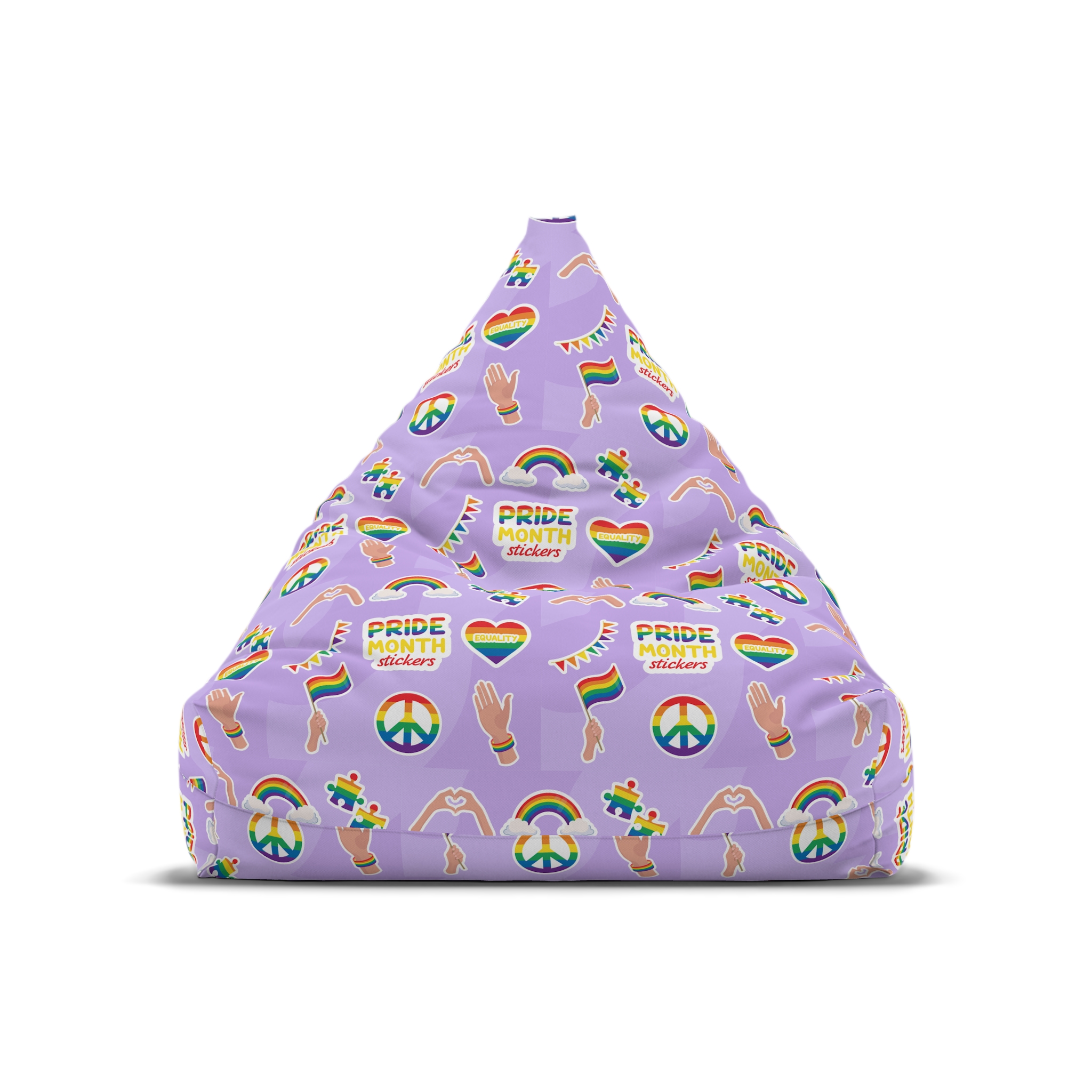 Pride Month Cute Stickers Lgbtq Rainbow Flag Flat Illustrations Bean Bag Chair Cover - Image 5