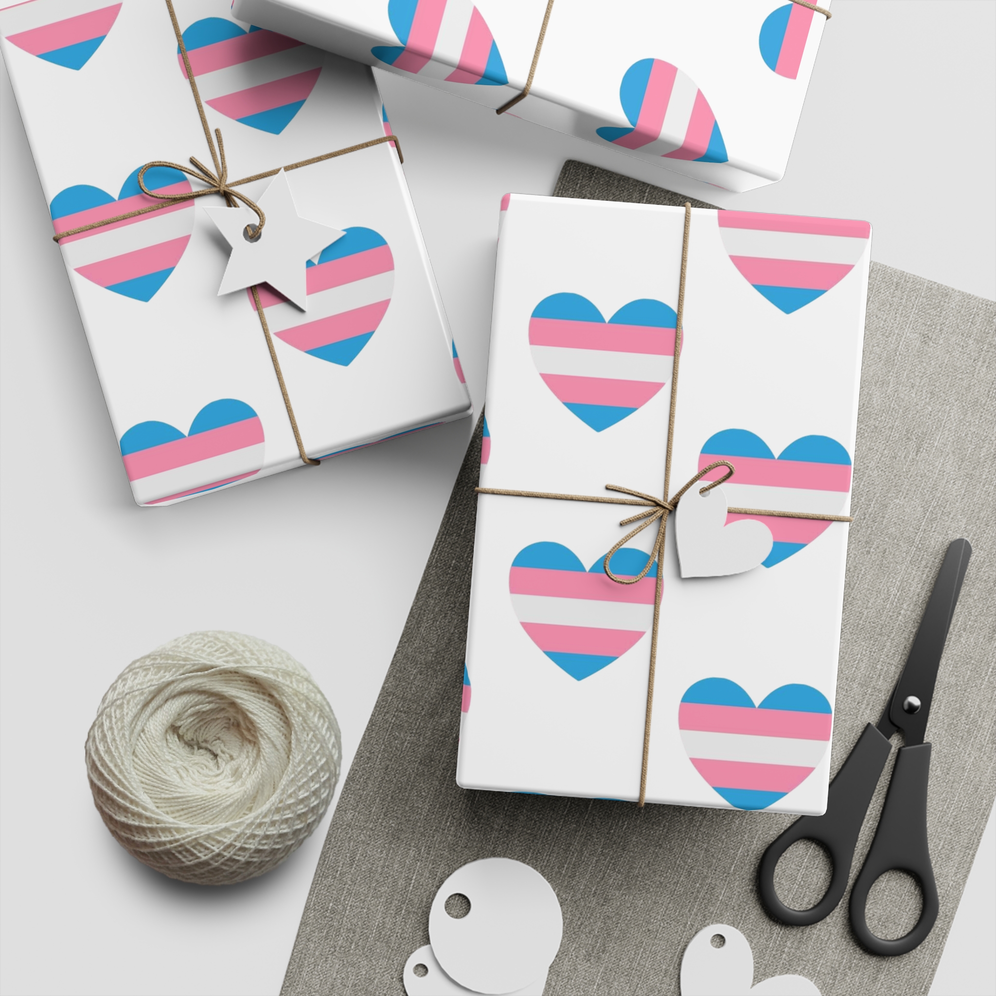 Vector Seamless Pattern Trans Lgbt Flag Heart Gift Wrapping Paper Sheets 1pc - Image 2