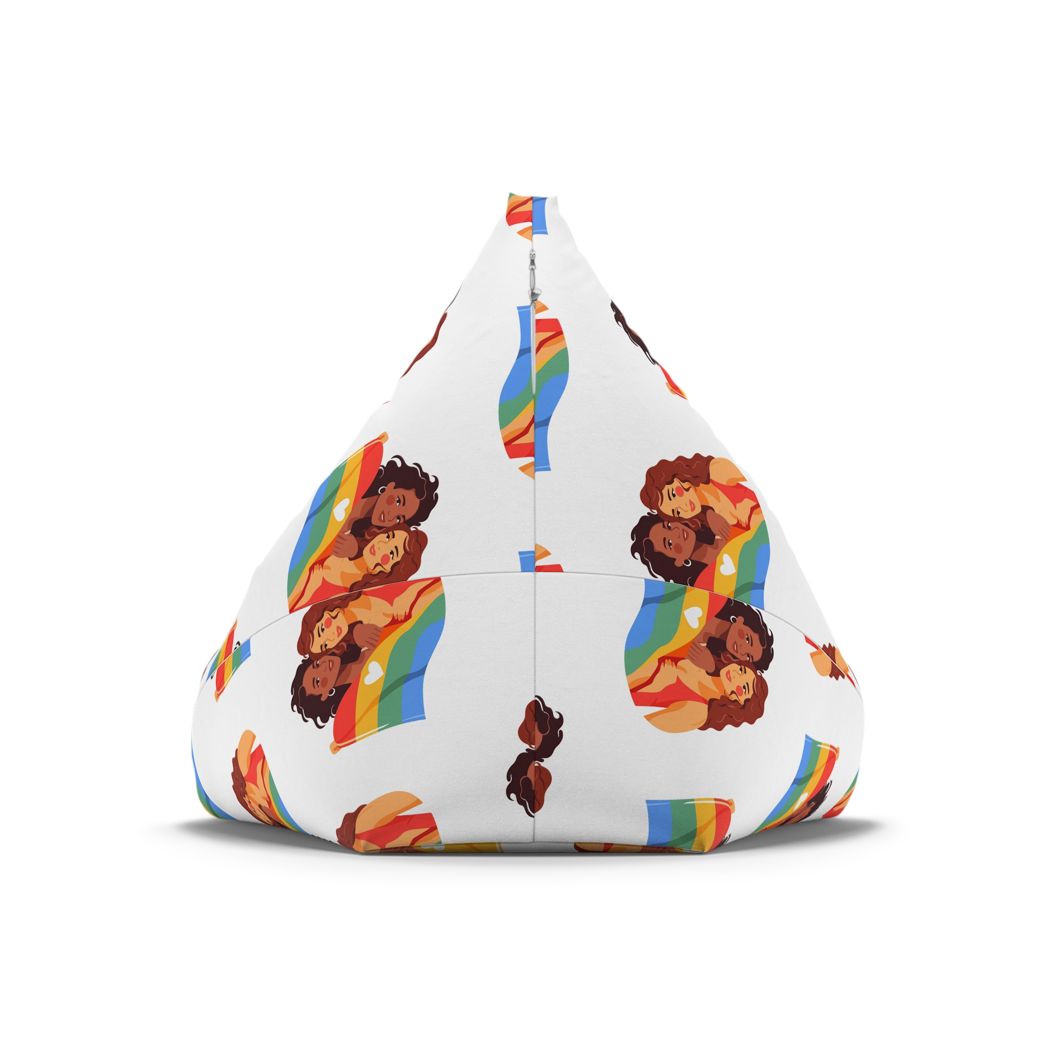 Portrait Lesbian Couple With Rainbow Flag Concept Lgbtq Bean Bag Chair Cover - Image 6