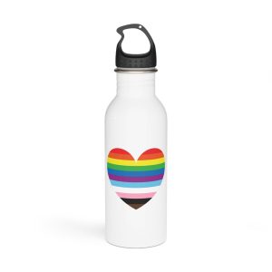Progress Pride Flag Heart Symbol Love Inclusion1 Stainless Steel Water Bottle