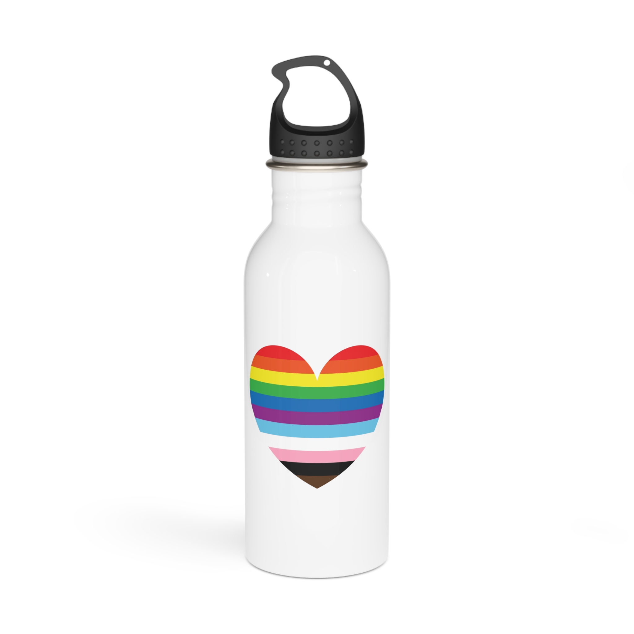 Progress Pride Flag Heart Symbol Love Inclusion1 Stainless Steel Water Bottle