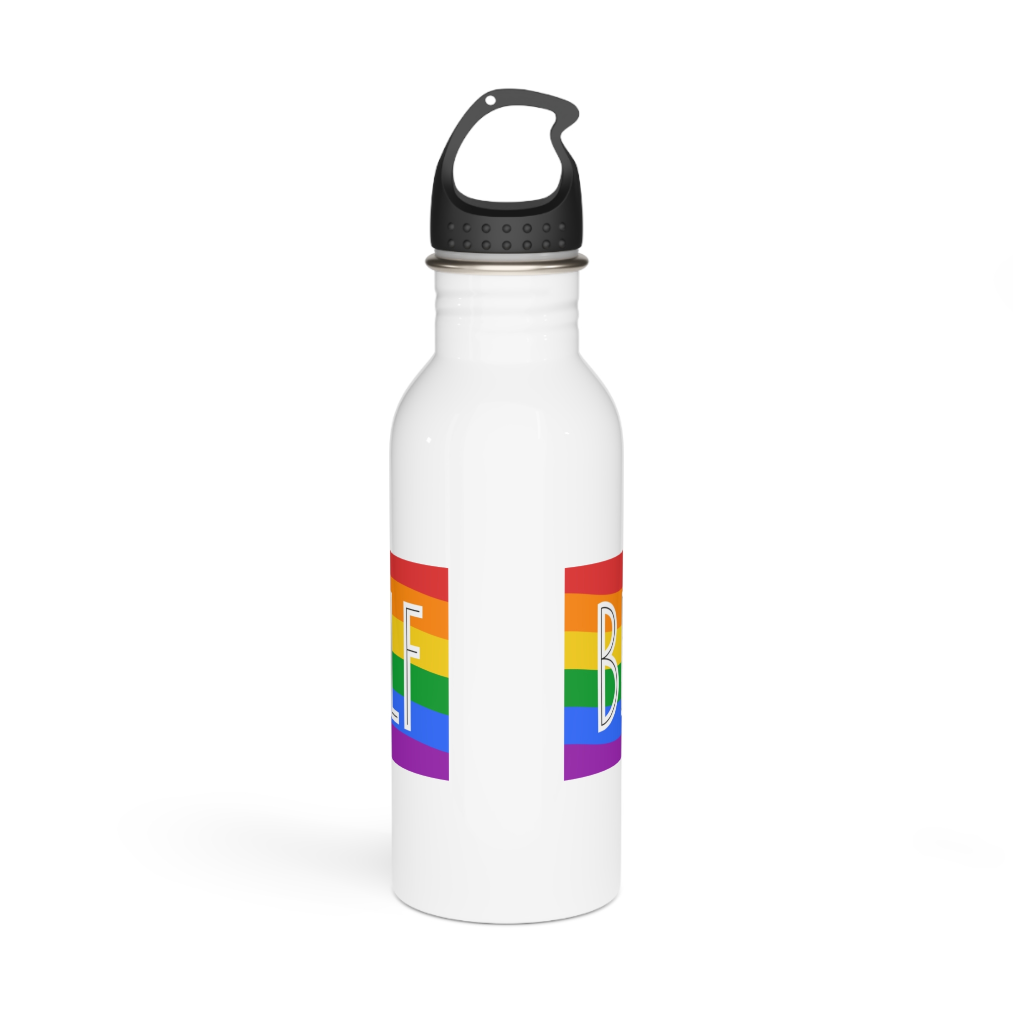 Be Yourself Phrase With Lgbtqia Flag Background Stainless Steel Water Bottle - Image 3