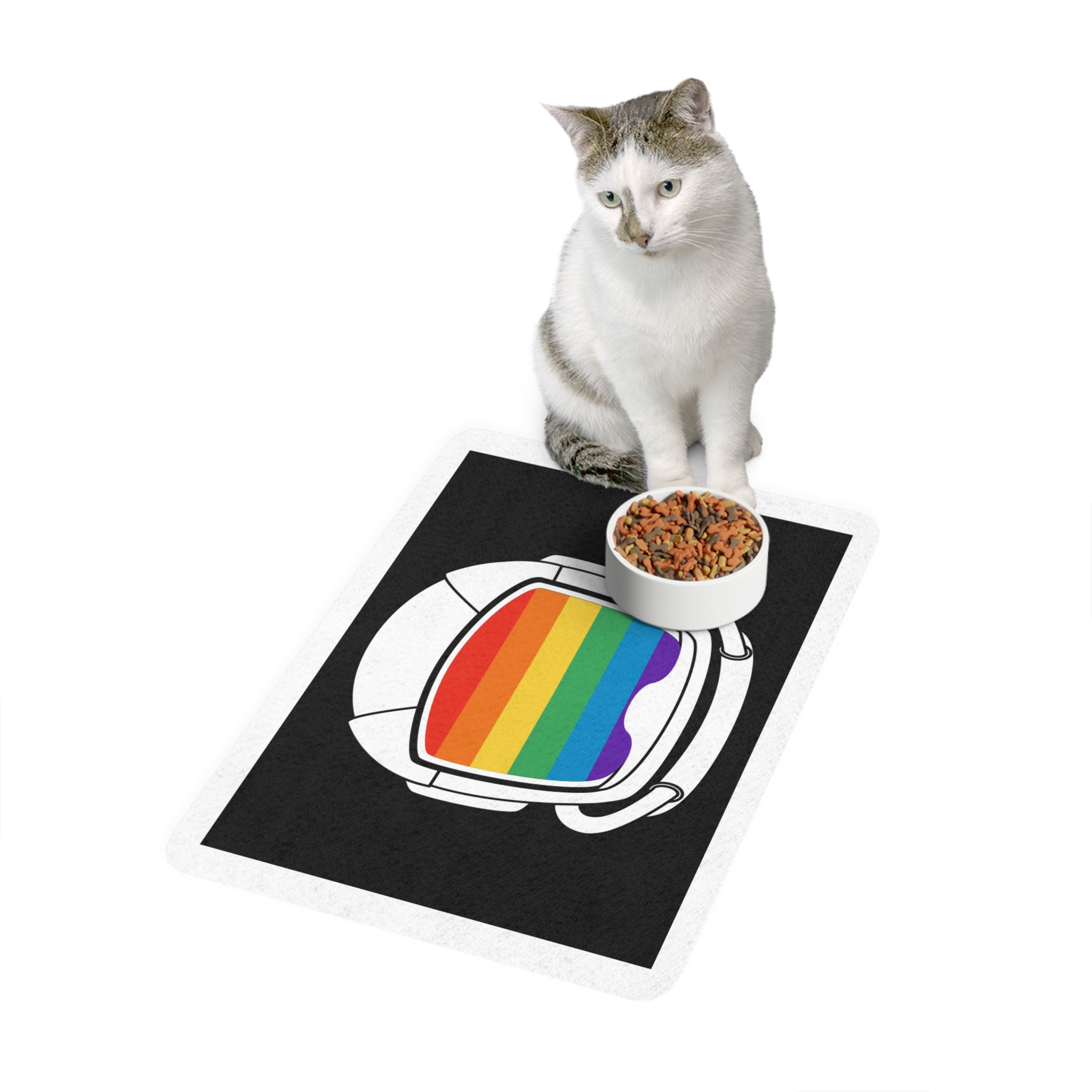 Astronaut Helmet Pride Gay Lgbt Pet Food Mat 12x18 - Image 3