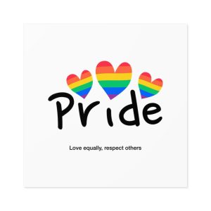 Love Letter Pride Rainbow Lettering Text Writing Pattern Freedom Love Heart Homo Colors Flag Parade(2) Laminate Stickers Square