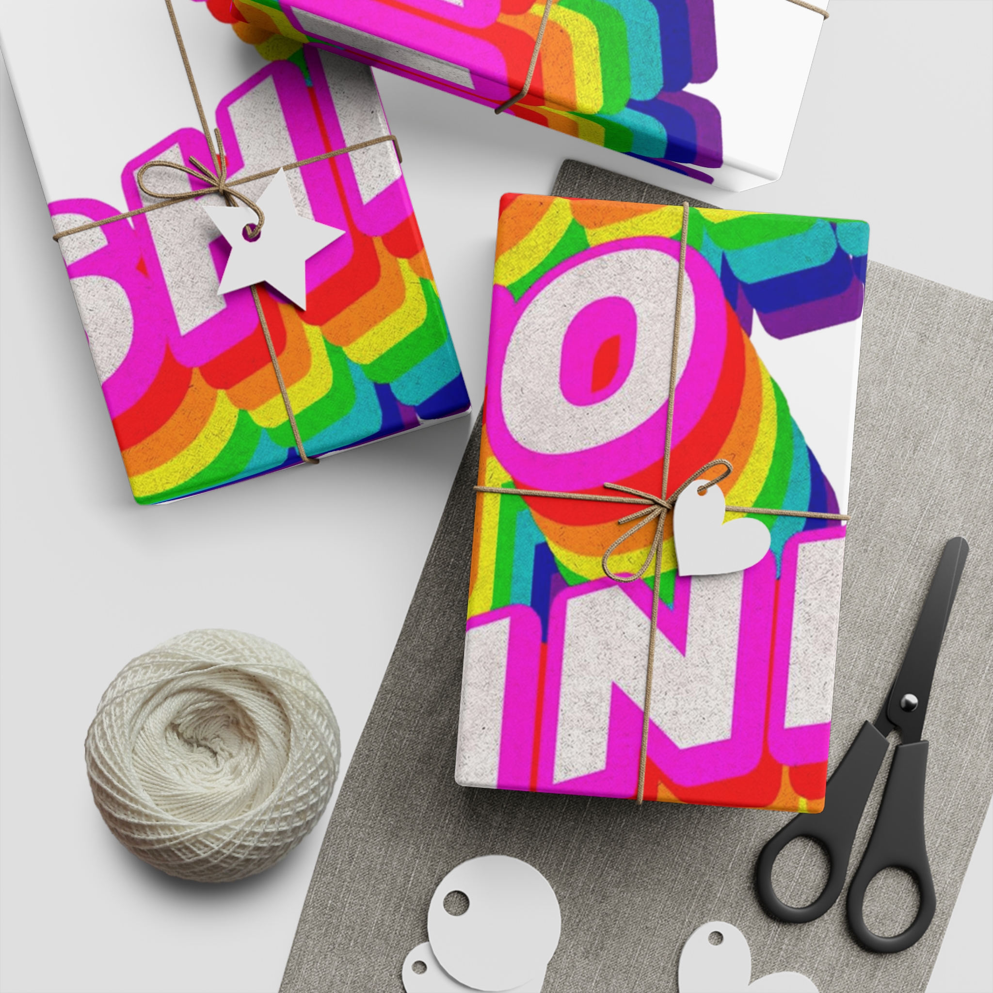 Rainbow Word Born Shine Typography Design Element Gift Wrapping Paper Sheets 1pc - Image 5