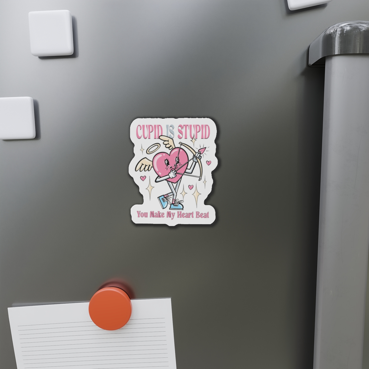 Love Cupid Holding Bow Tshirt Design Die Cut Magnets - Image 8
