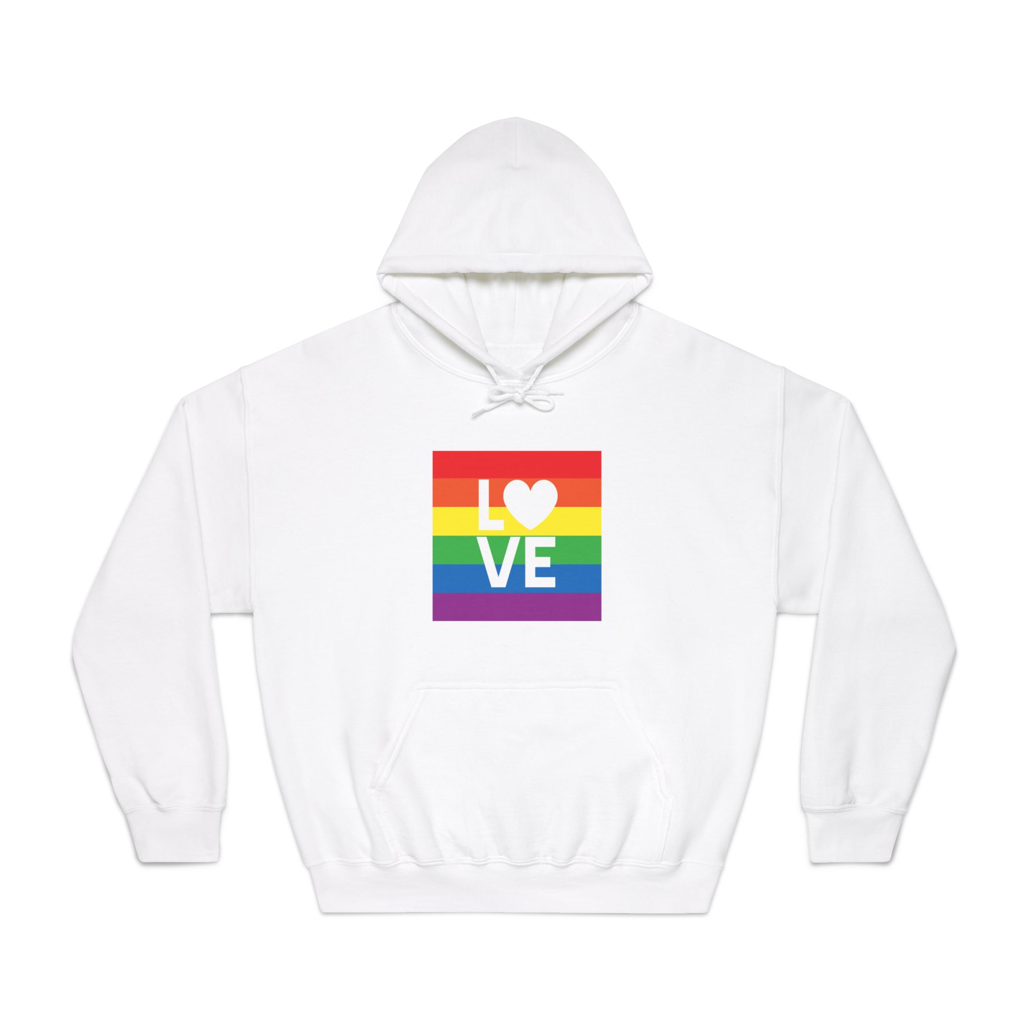 Love Lgbt Heart Squere White Unisex Dryblend Hooded Sweatshirt