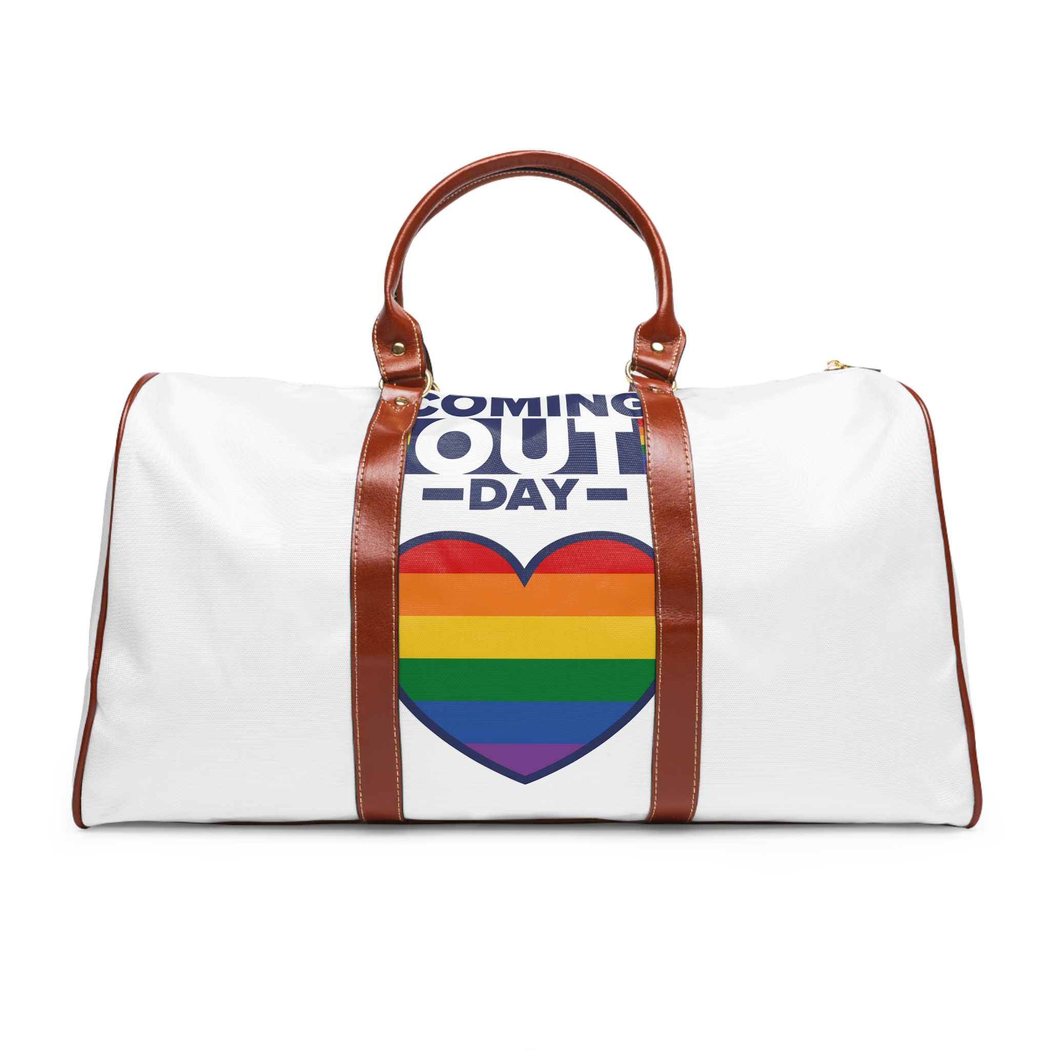 Coming Out Day Pride Month Lgbt Rainbow Flag Diversity Equality Free Love Vector Poster Waterproof Travel Bag