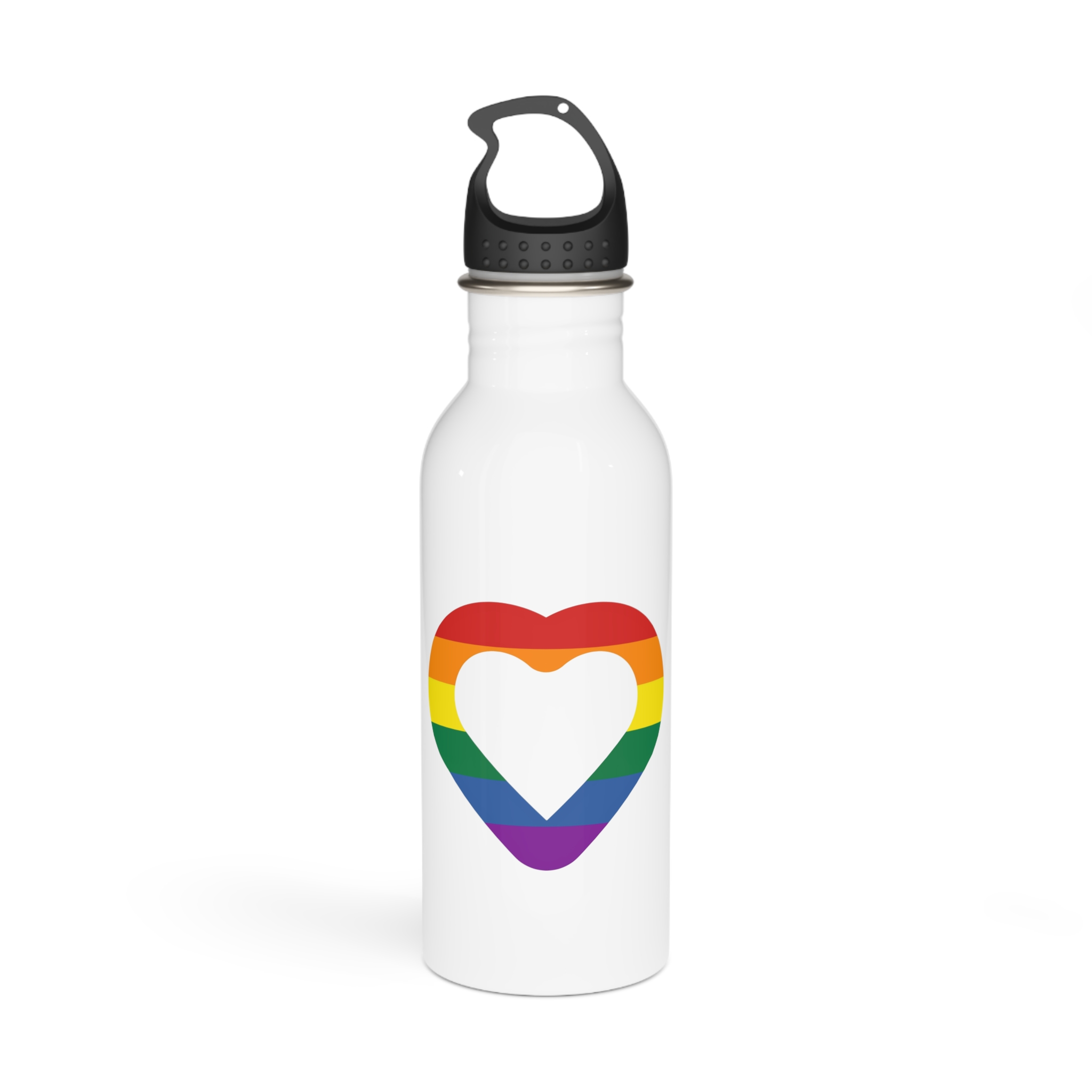 Pride Flag Heart Shape Icon Isolated White Background Lgbt Love Modern Sign Vector Illustration Stainless Steel Water Bottle