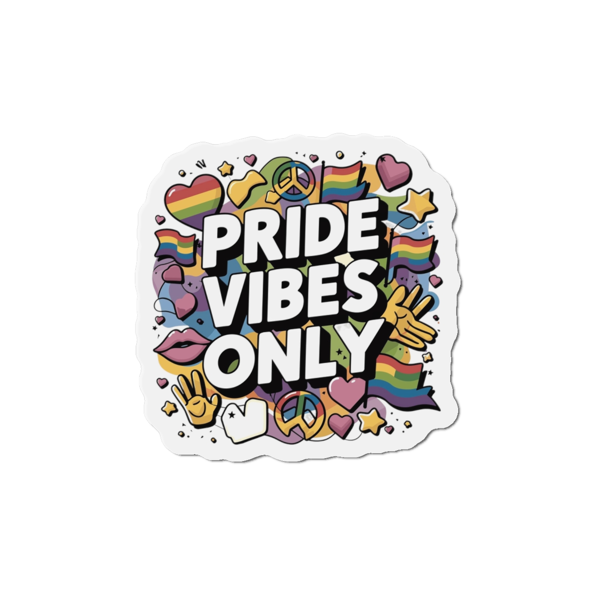 Pride Vibes Only T Shirt Design Isolated White Background Die Cut Magnets - Image 7