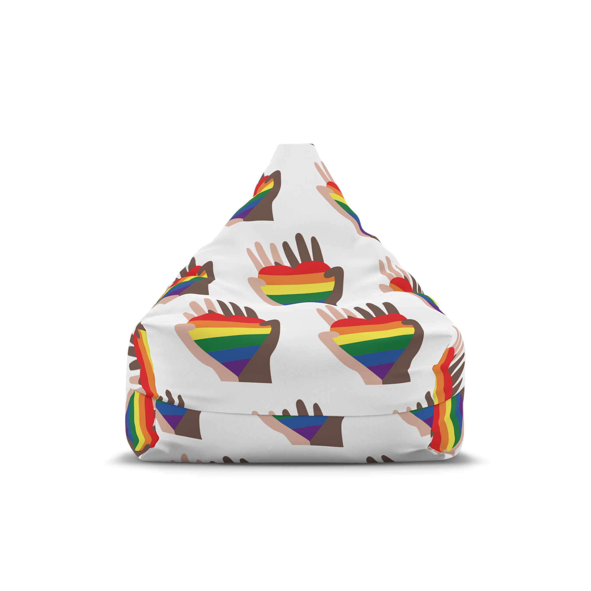 Hands Different Colors Skin Holding Rainbow Heart Lgbtq Color Bean Bag Chair Cover
