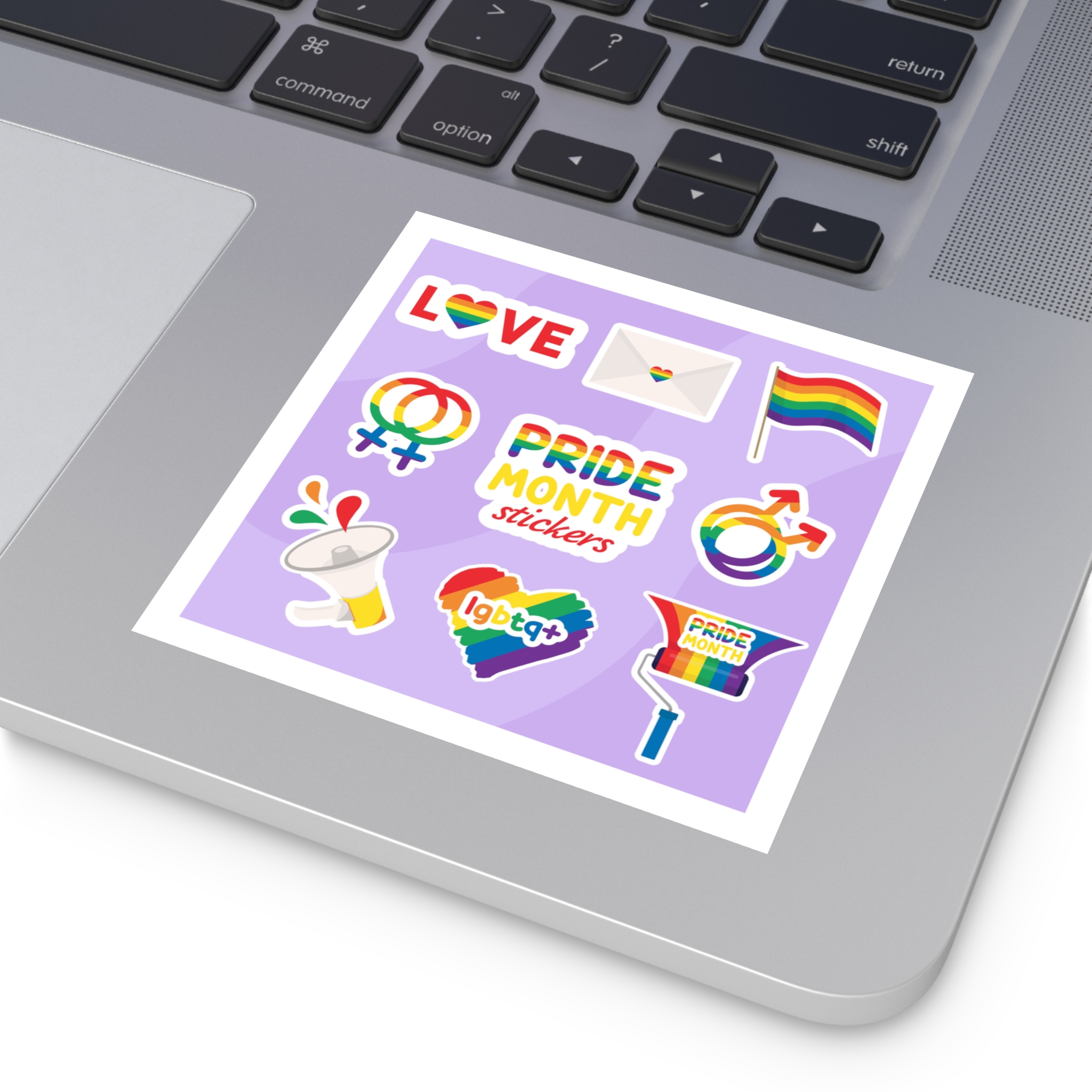 Pride Month Stickers Lgbtq Rainbow Flag Cute Flat Illustrations Laminate Stickers Square - Image 23