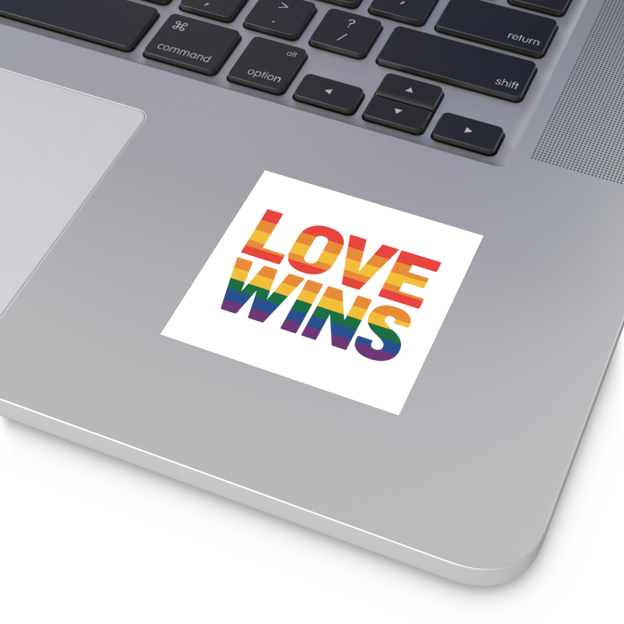 Love Wins Rainbow Pride Message1 Laminate Stickers Square - Image 3