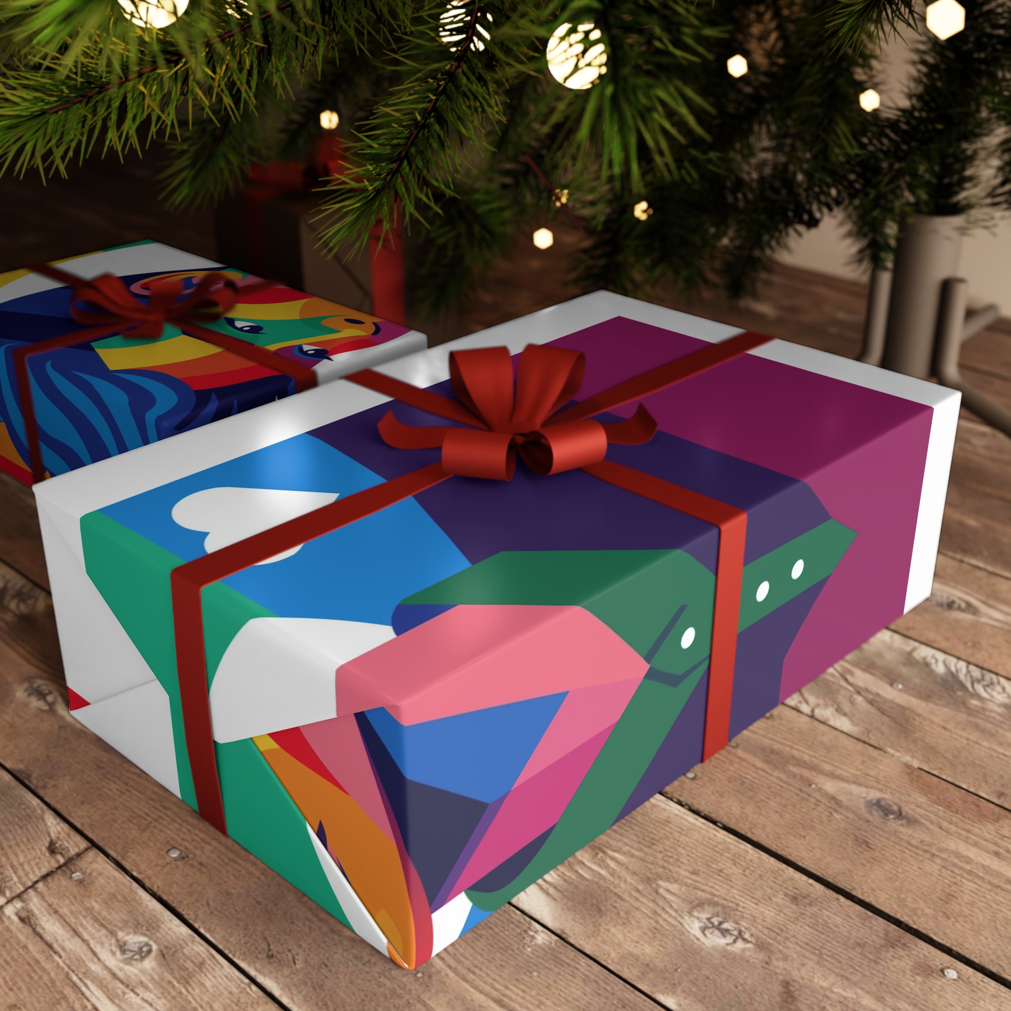 Poster Man With Rainbow Colored Face Rainbow Colored Background Gift Wrapping Paper Sheets 1pc - Image 3