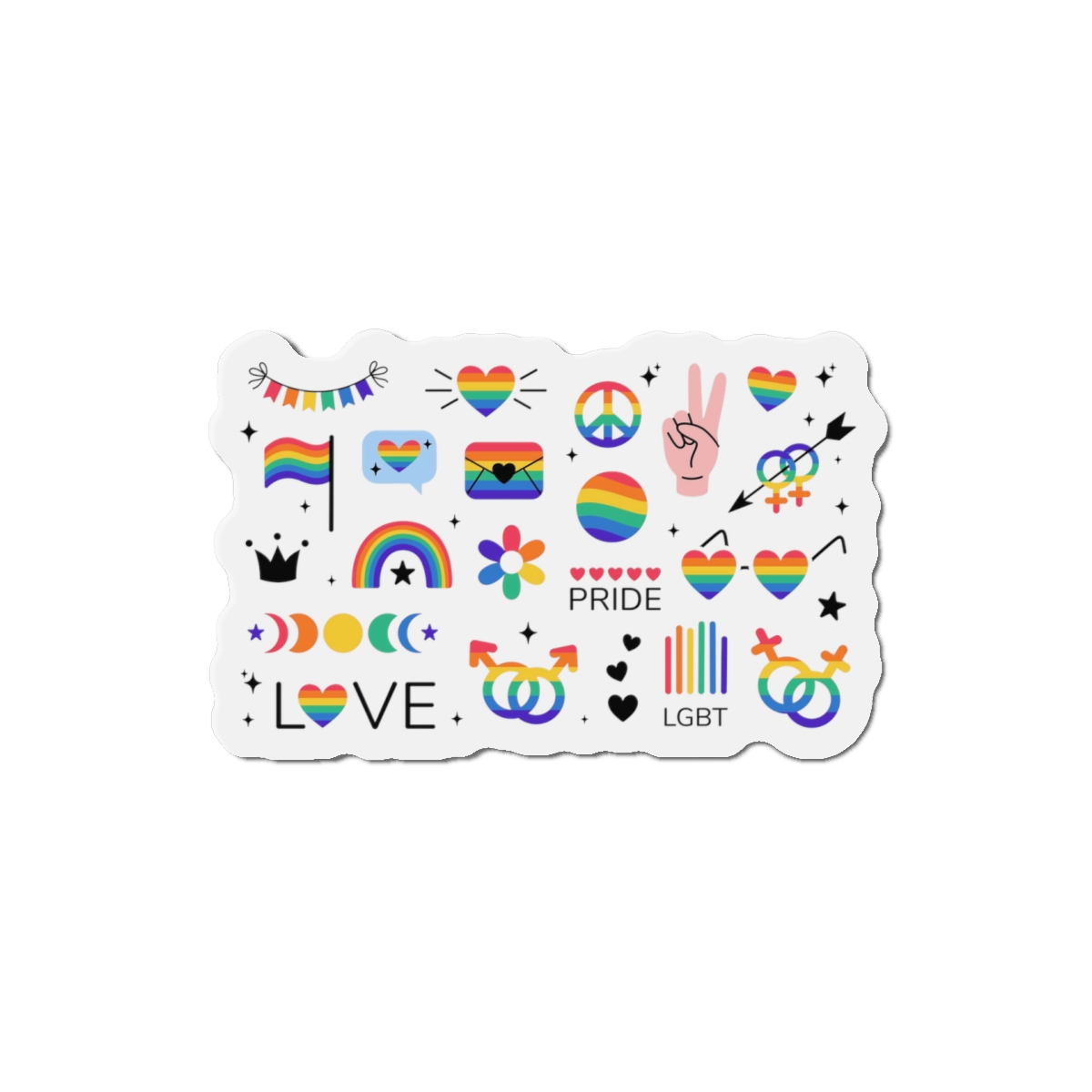 Lgbt Stickers Pack Doodle Style Lgbtq Set Lgbt Pride Community Symbols Rainbow Colored Element Die Cut Magnets - Image 10
