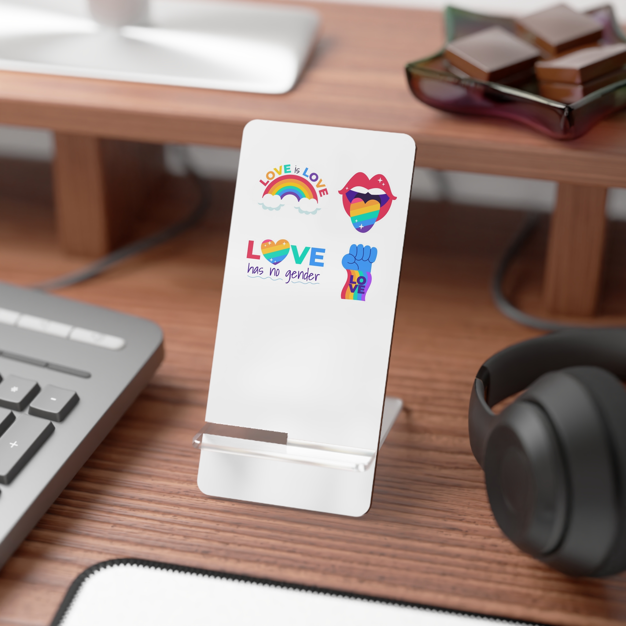 Flat Labels Collection Pride Month Celebration(2) Mobile Display Stand For Smartphones - Image 3