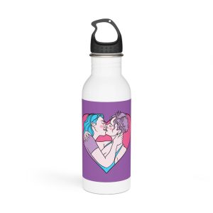 Hand Drawn Affectionate Lesbian Kiss Stainless Steel Water Bottle
