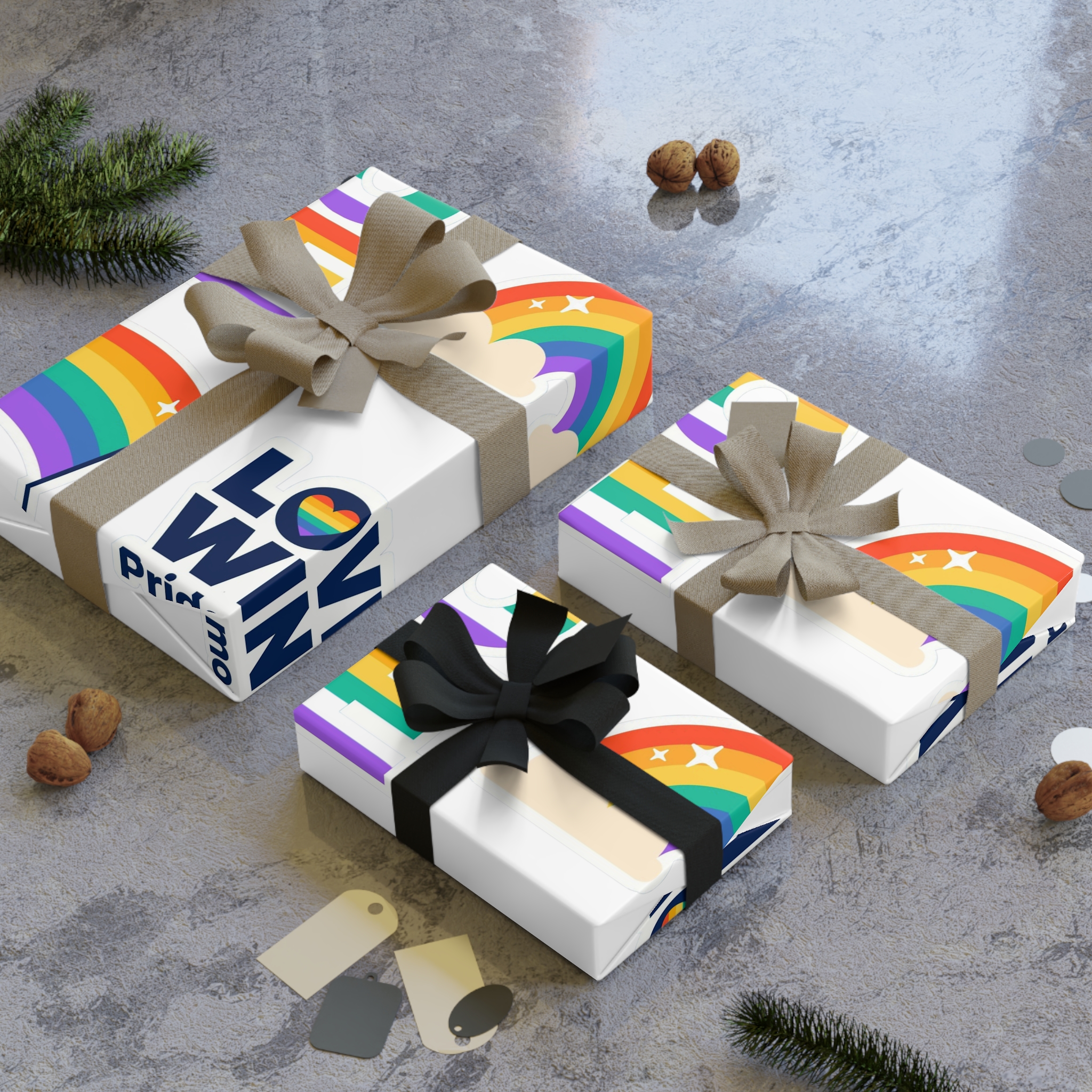 Flat Pride Month Labels Collection Gift Wrapping Paper Rolls 1pc - Image 4