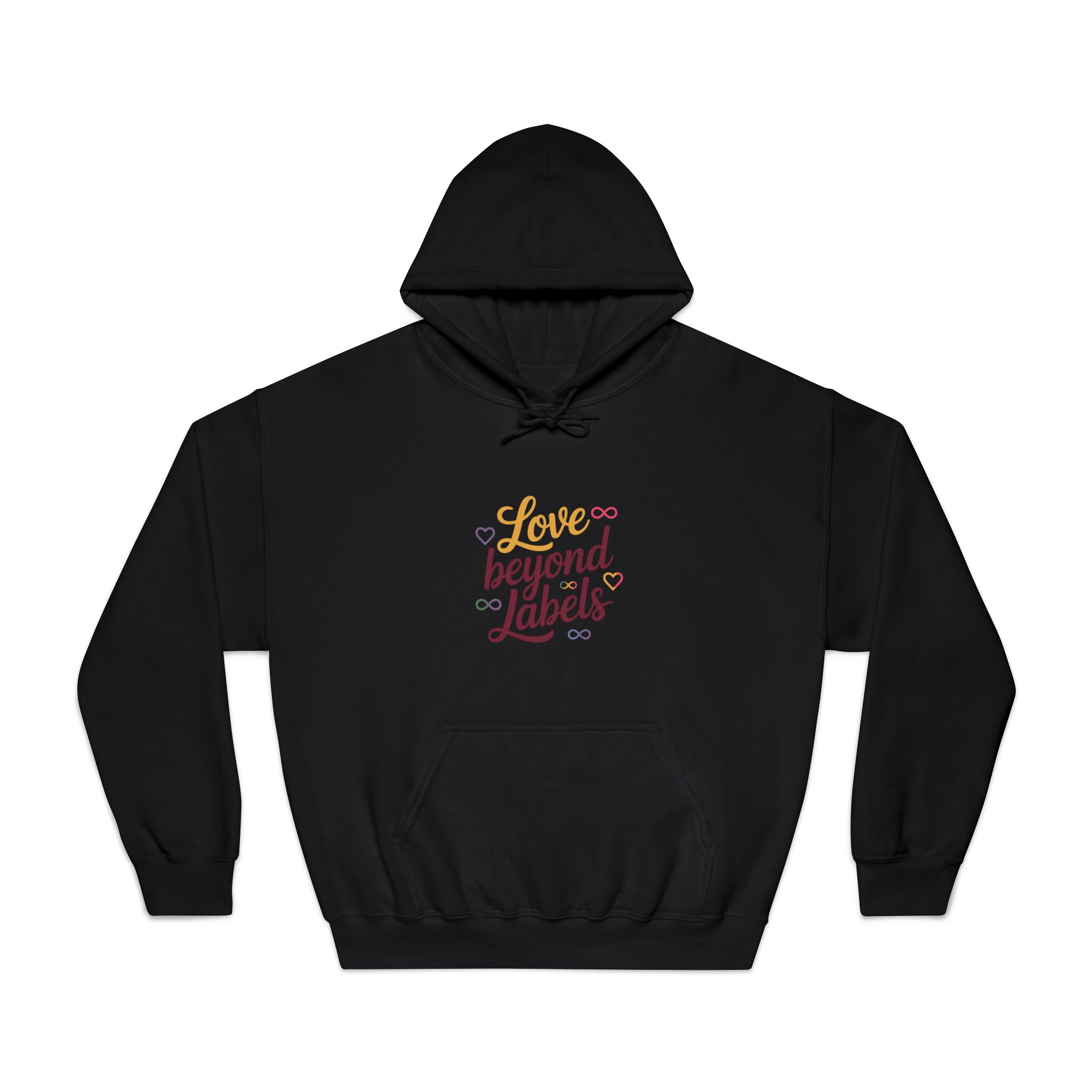 Love Beyond Labels T Shirt Design Isolated White Background Unisex Dryblend Hooded Sweatshirt - Image 9
