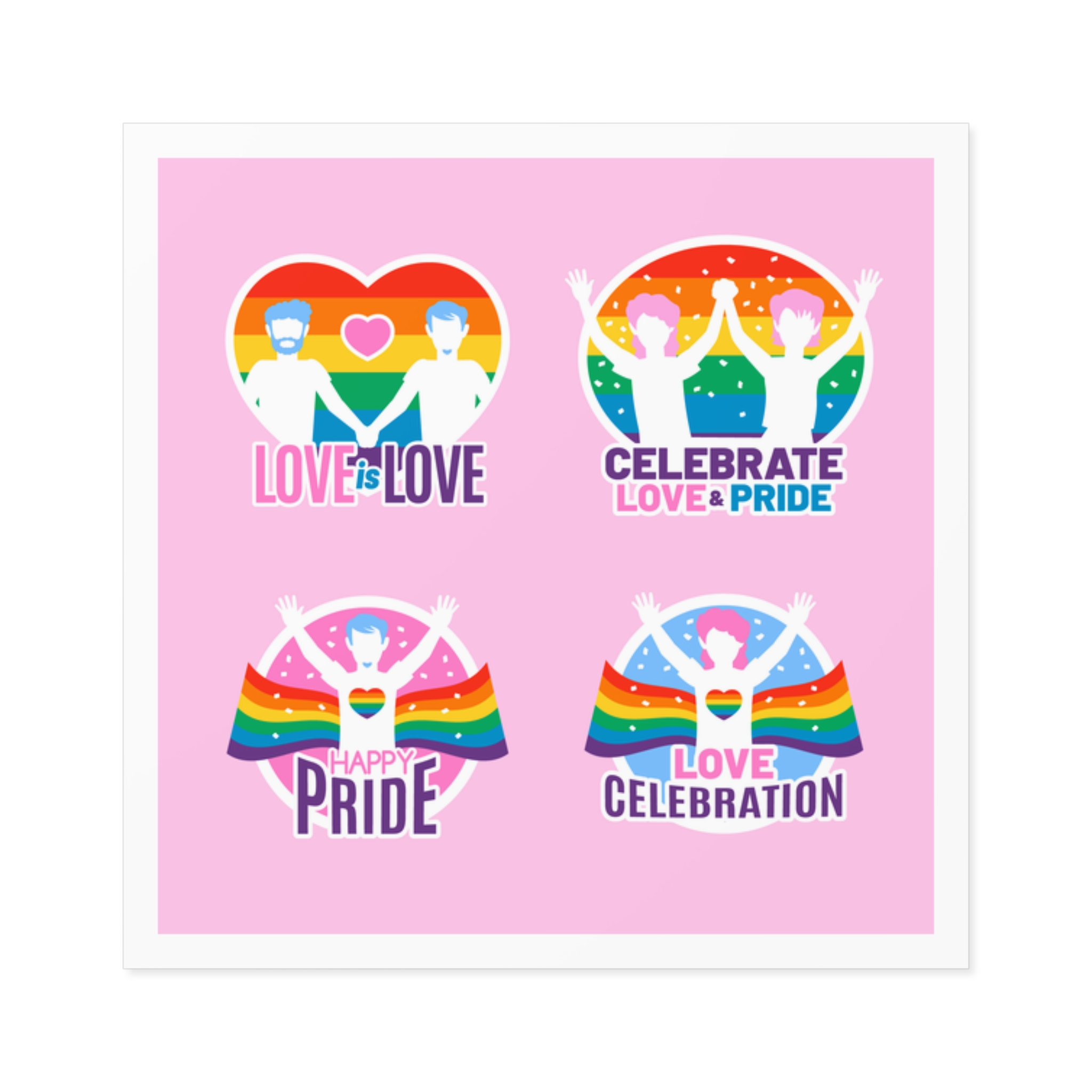 Pride Day Neon Badges Laminate Stickers Square - Image 13