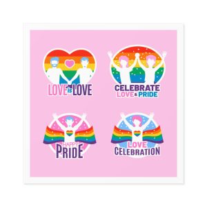Pride Day Neon Badges Laminate Stickers Square