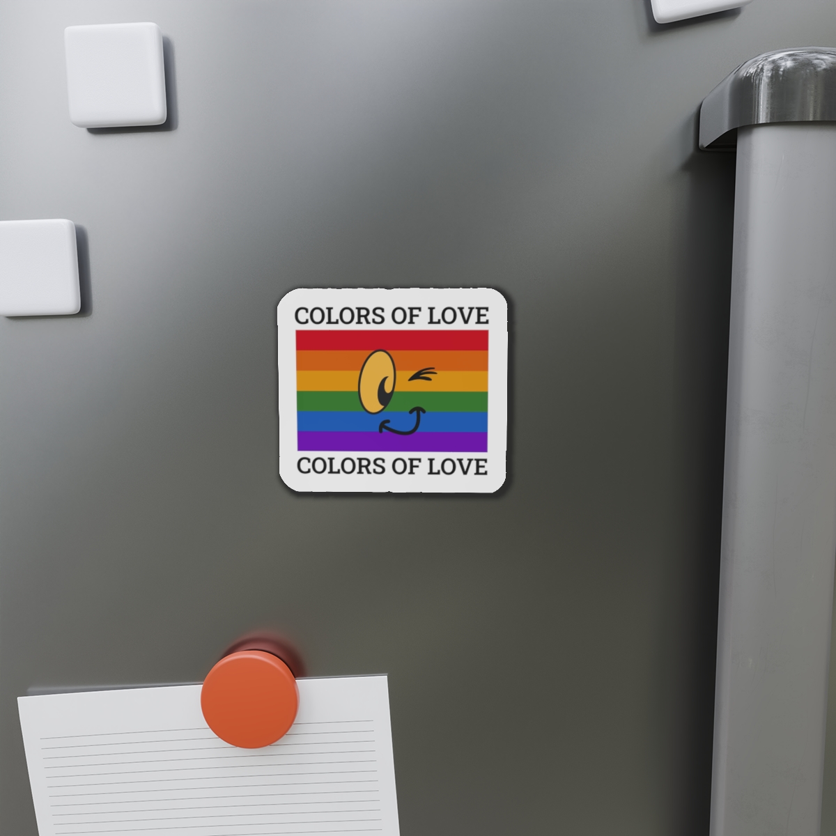 Colors Love Lgbtq Pride Month Quote Rainbow Flag Art With Smiley Face White Background Die Cut Magnets - Image 11